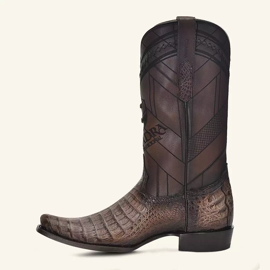 1J2FFY - Cuadra chocolate dress cowboy exotic caiman leather boots for men