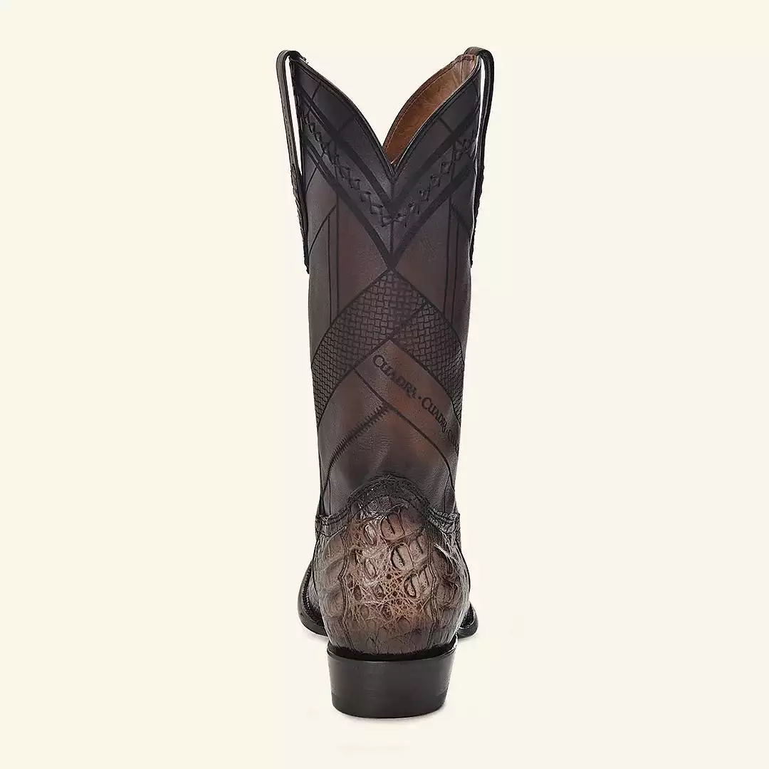 1J2FFY - Cuadra chocolate dress cowboy exotic caiman leather boots for men