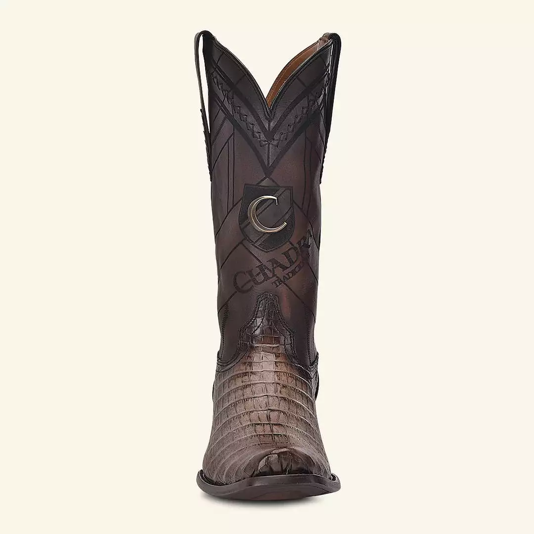 1J2FFY - Cuadra chocolate dress cowboy exotic caiman leather boots for men