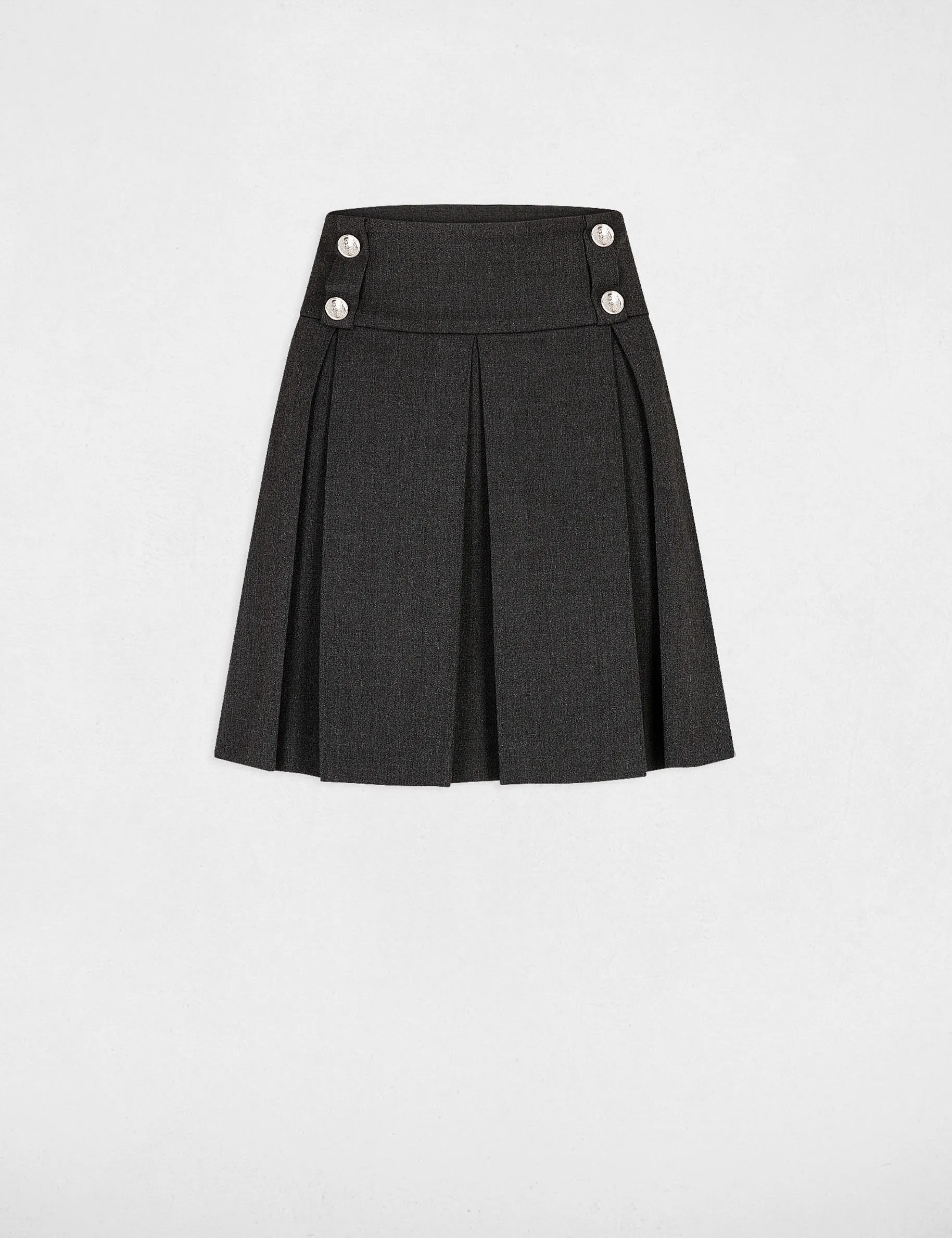 A-line skirt with pleats anthracite grey women