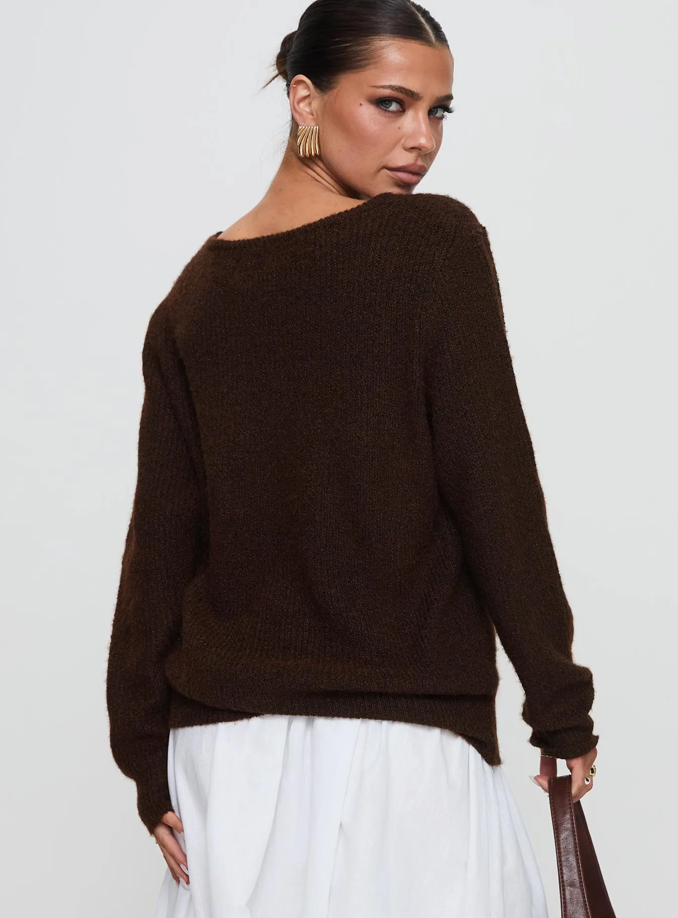 Abrams Rib Knit Crew Sweater Chocolate Marle