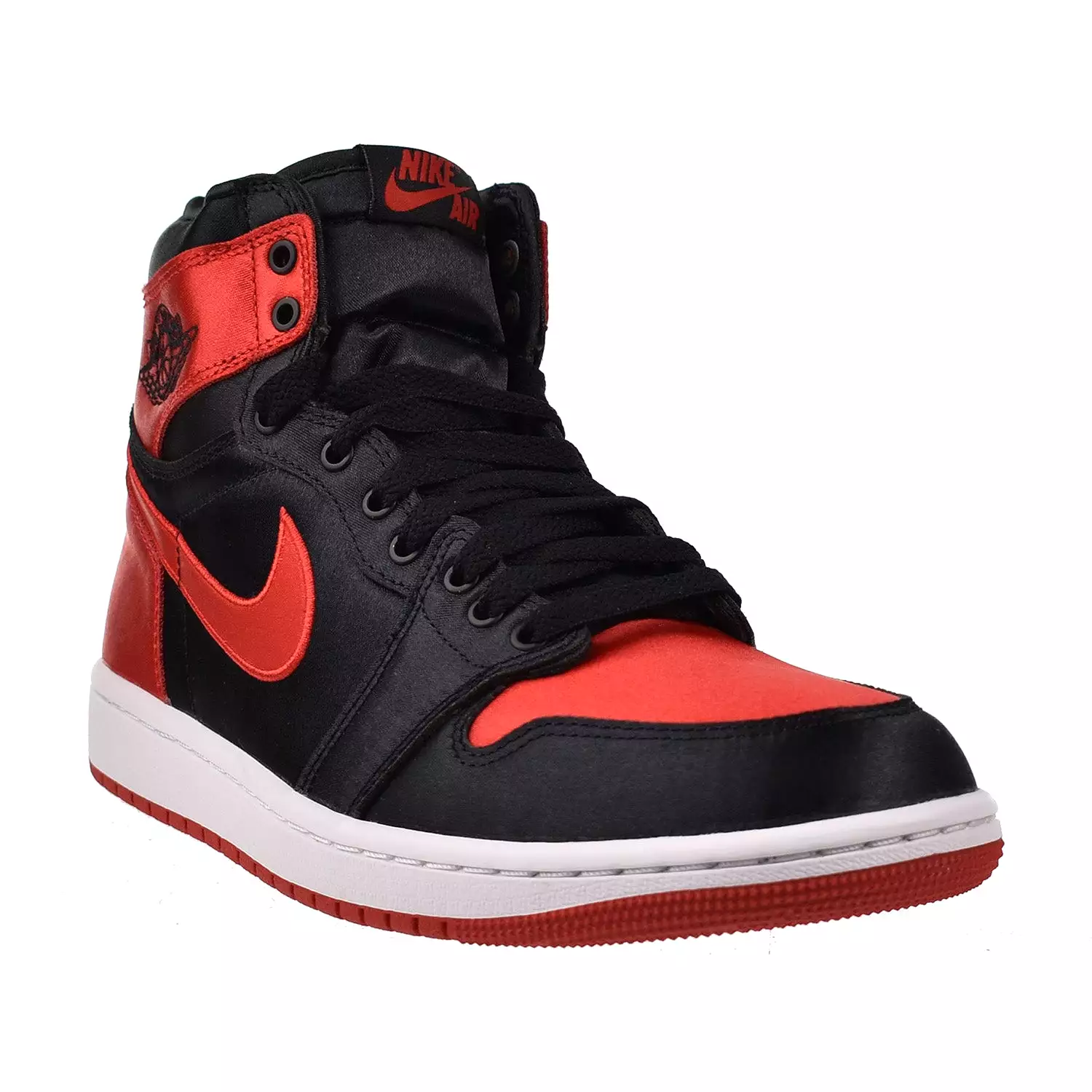 Air Jordan 1 High OG Satin Bred Women's Shoes Black/Red