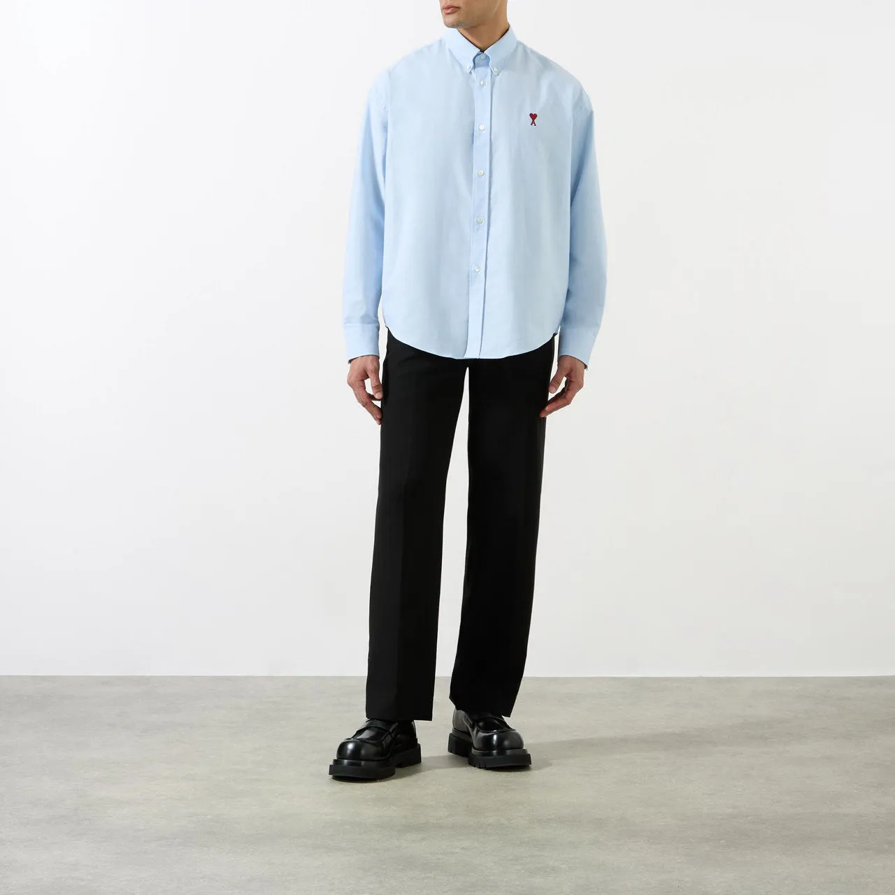 AMI PARIS Casual Boxy Fit Shirt - Sky Blue