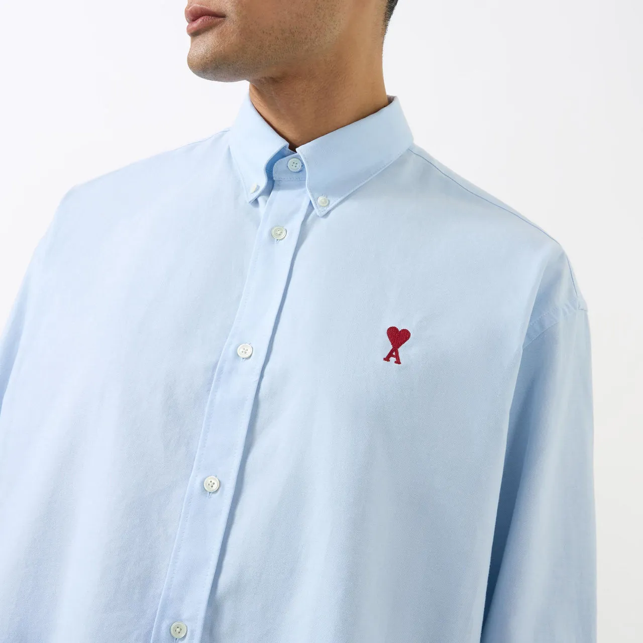 AMI PARIS Casual Boxy Fit Shirt - Sky Blue