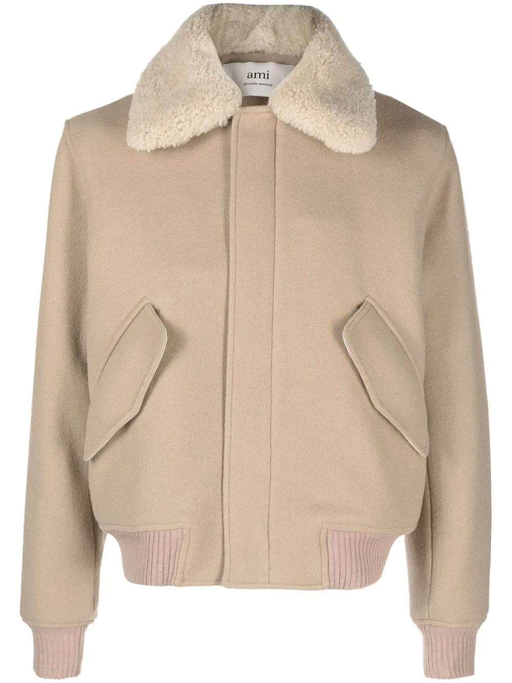 AMI Paris  - Manteau Champagne col en laine