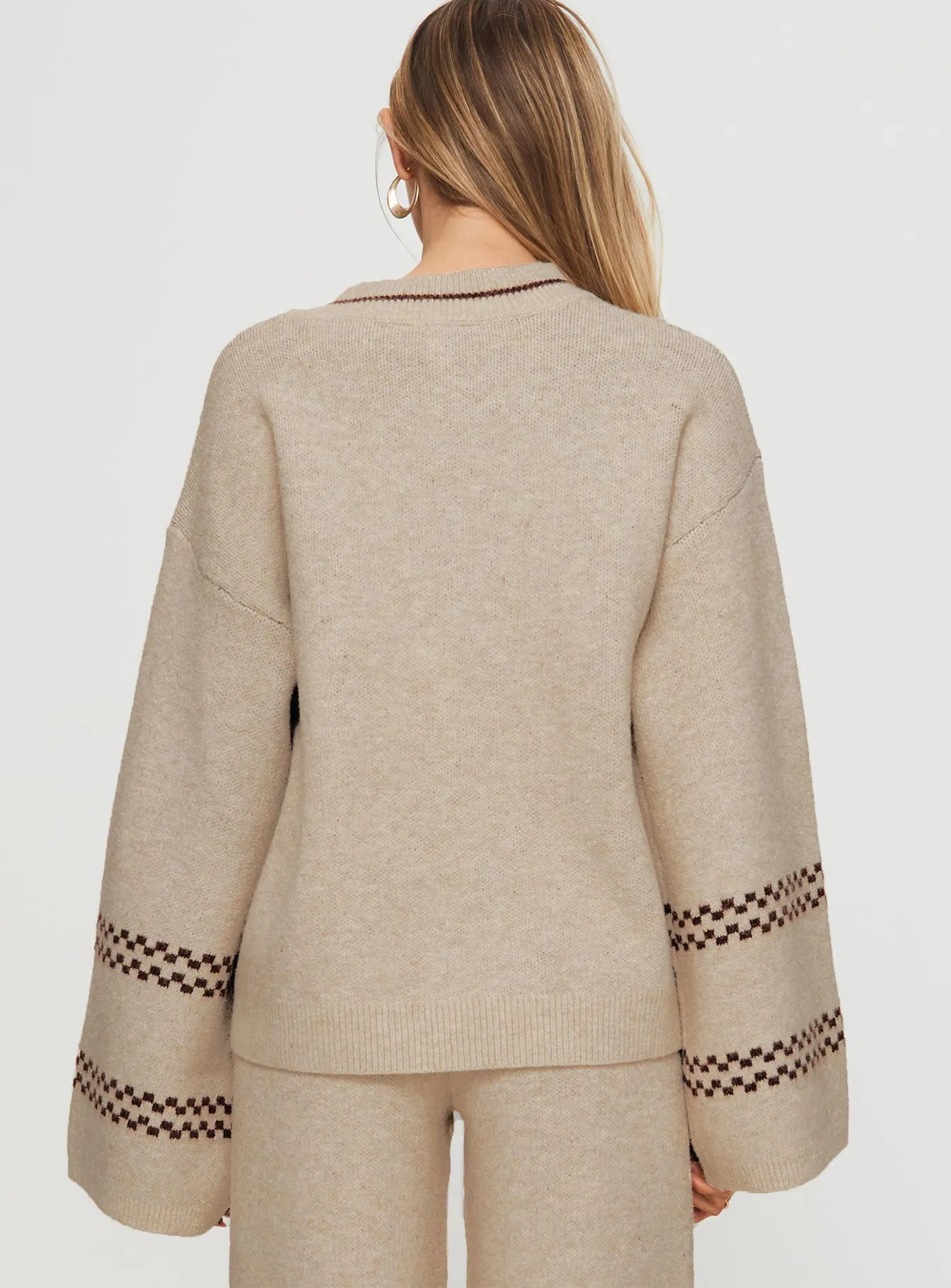 Anok Graphic Sweater Cream / Brown