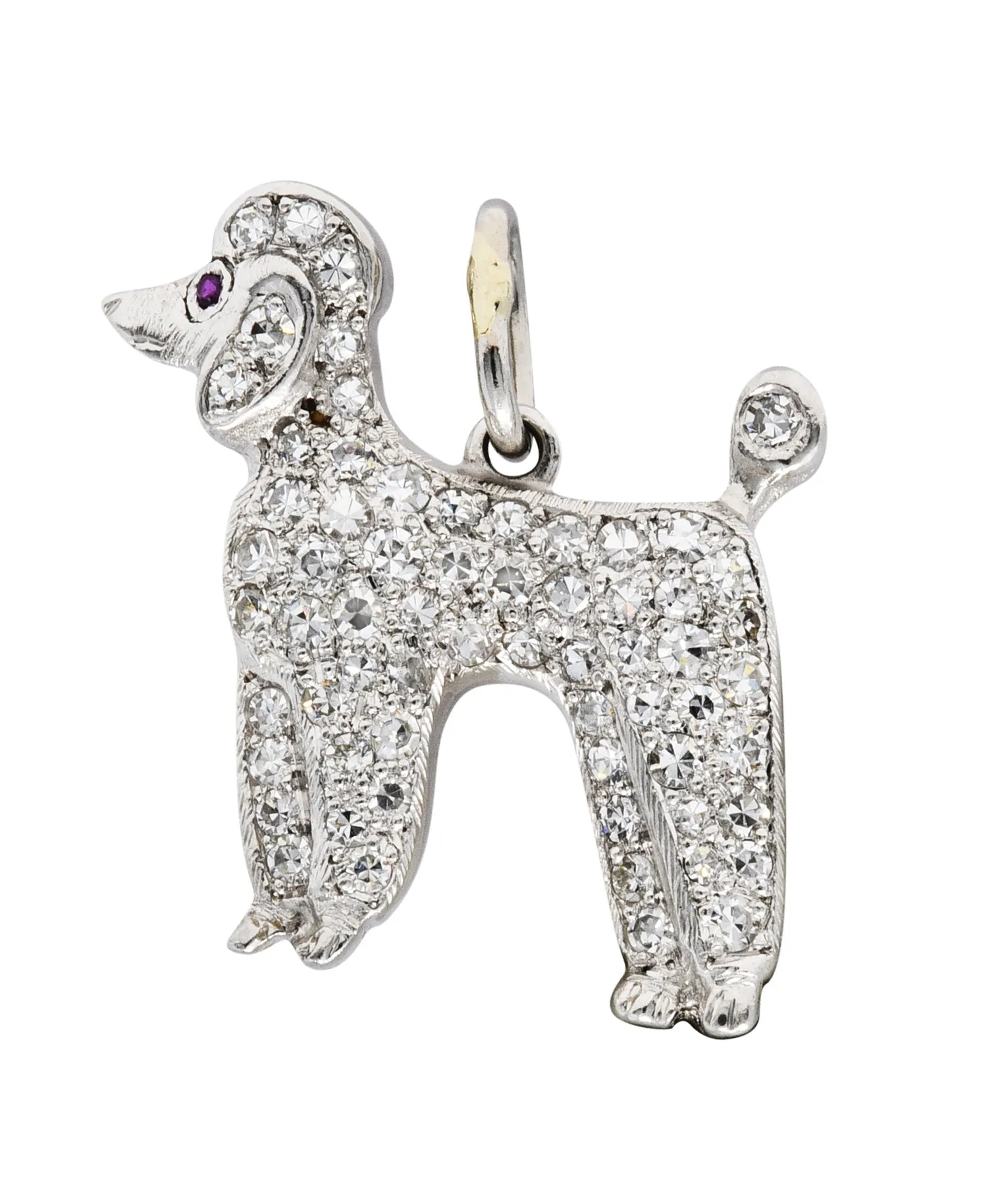 Art Deco 1.00 CTW Pave Diamond Platinum Poodle Charm