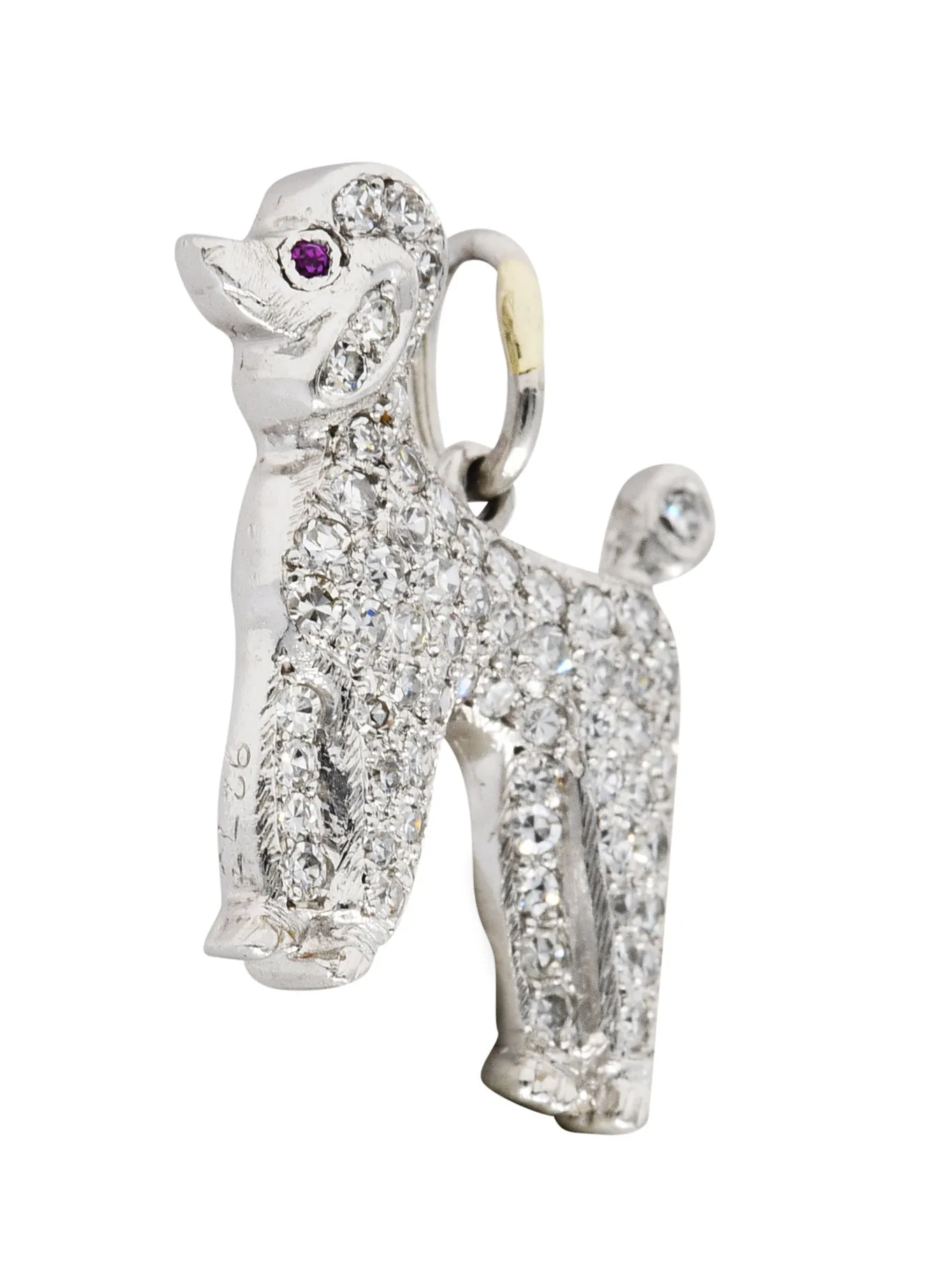 Art Deco 1.00 CTW Pave Diamond Platinum Poodle Charm