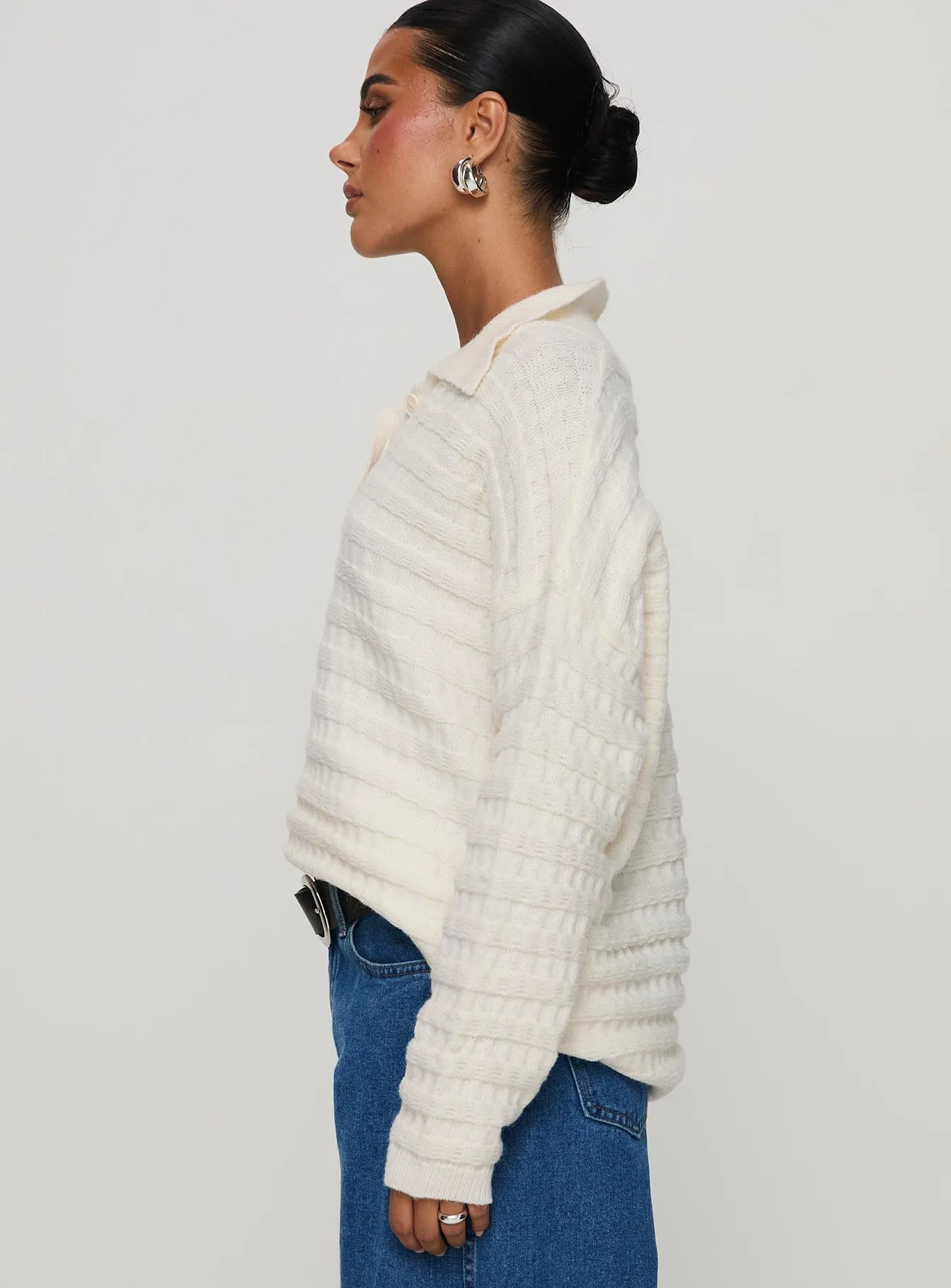 Autumnal Collared Sweater Cream