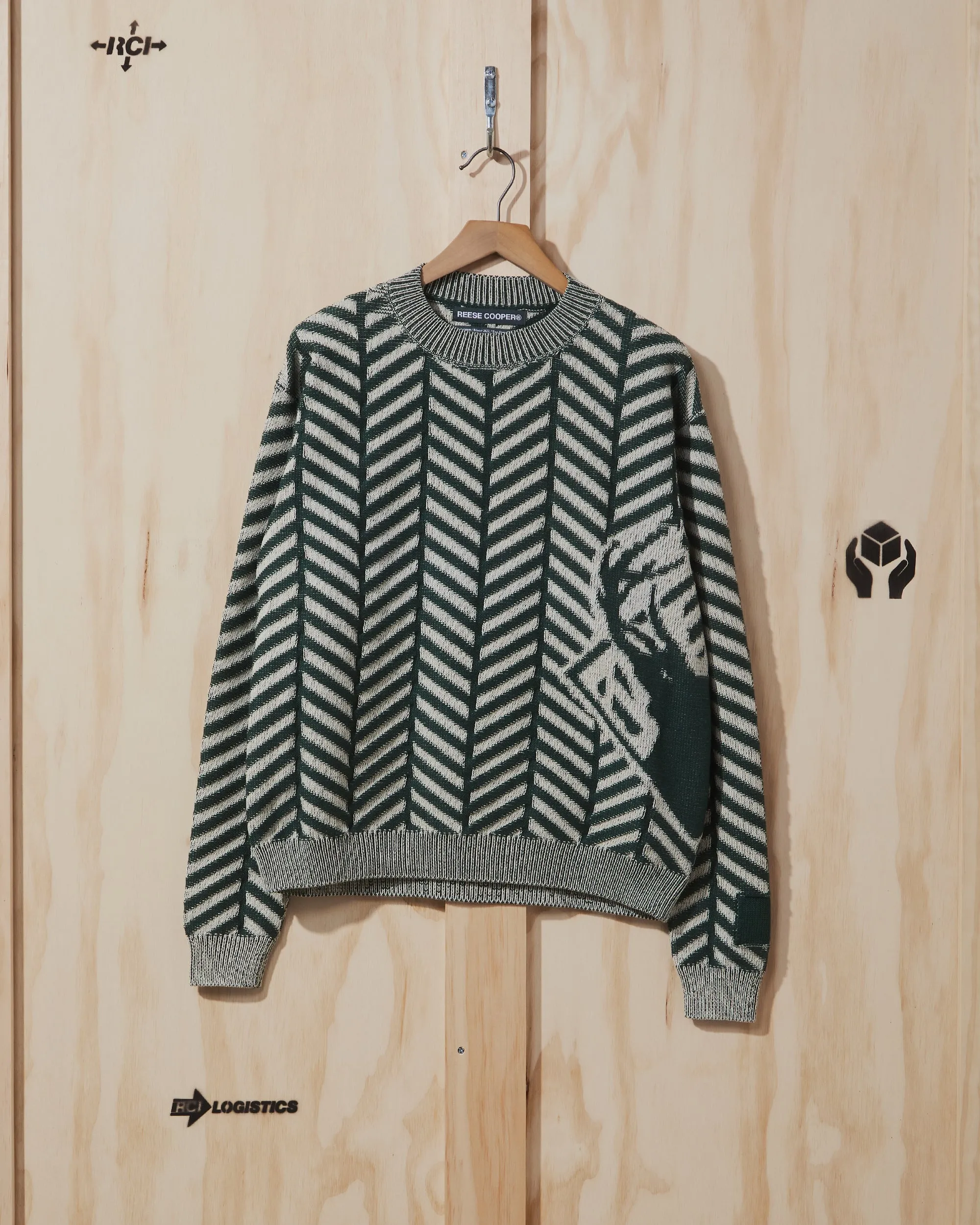 AW22 Herringbone Knit Sweater in Forest