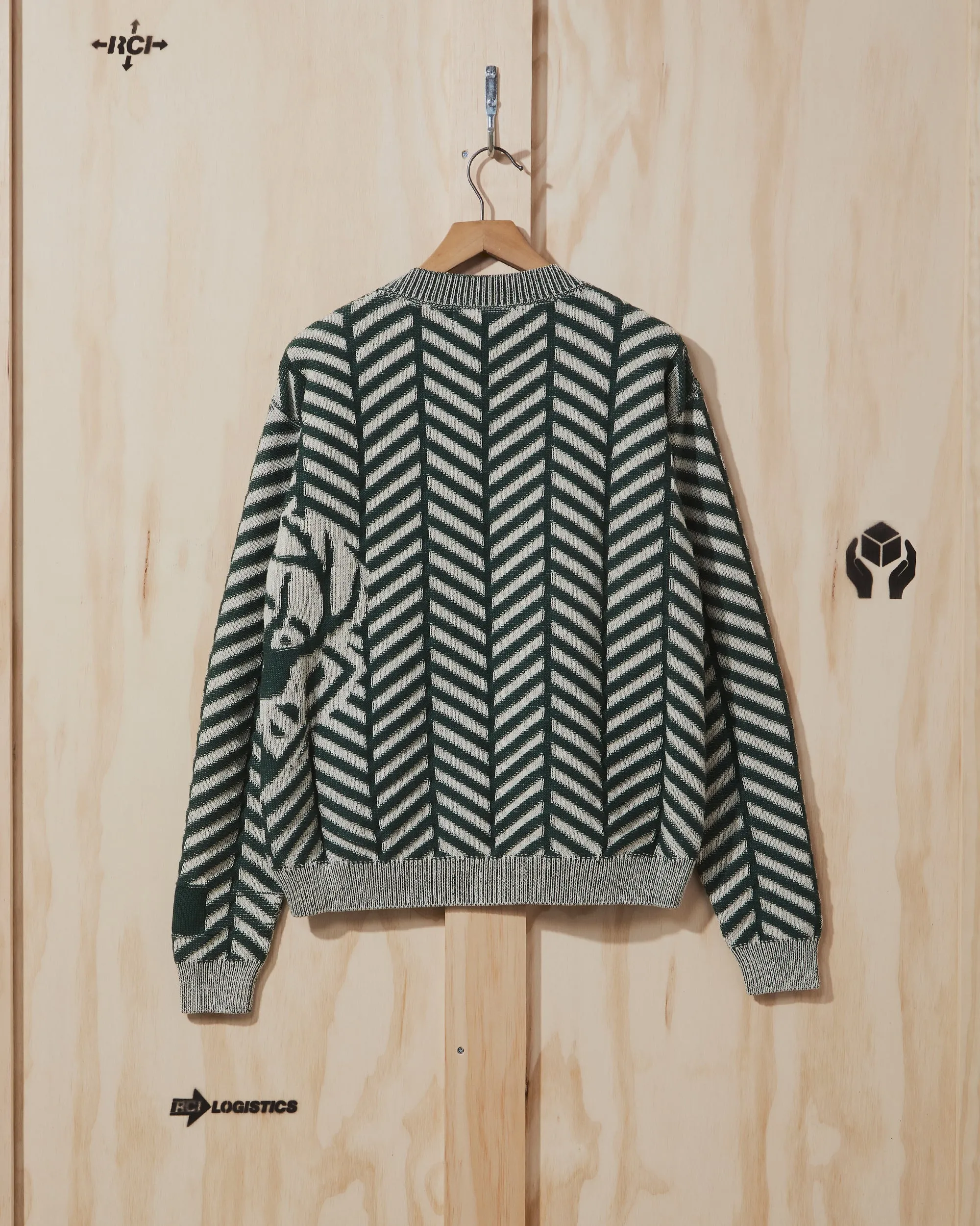 AW22 Herringbone Knit Sweater in Forest