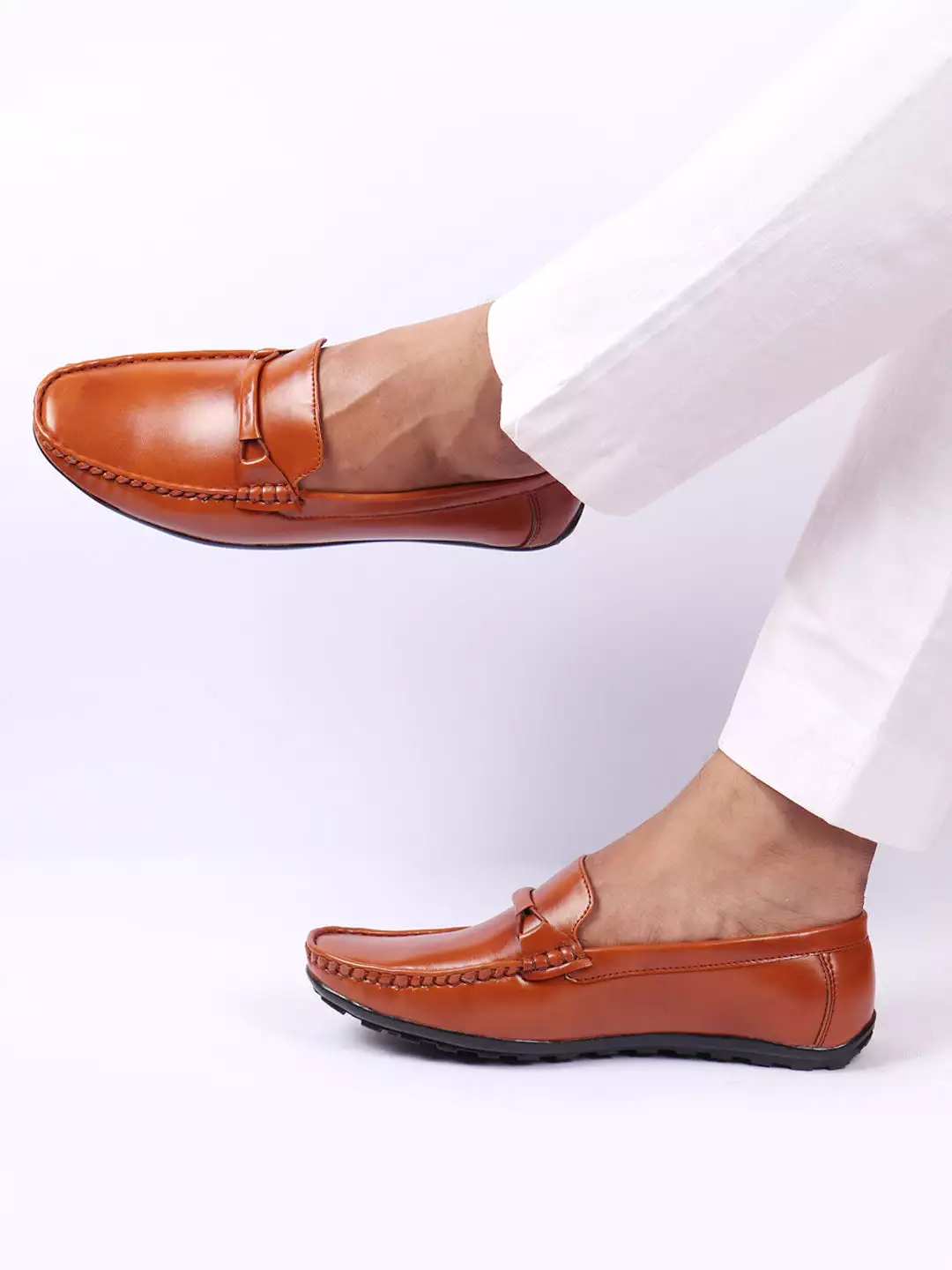 Basics Men Tan Buckle Design Slip On Casual Loafers and Moccasin Shoes