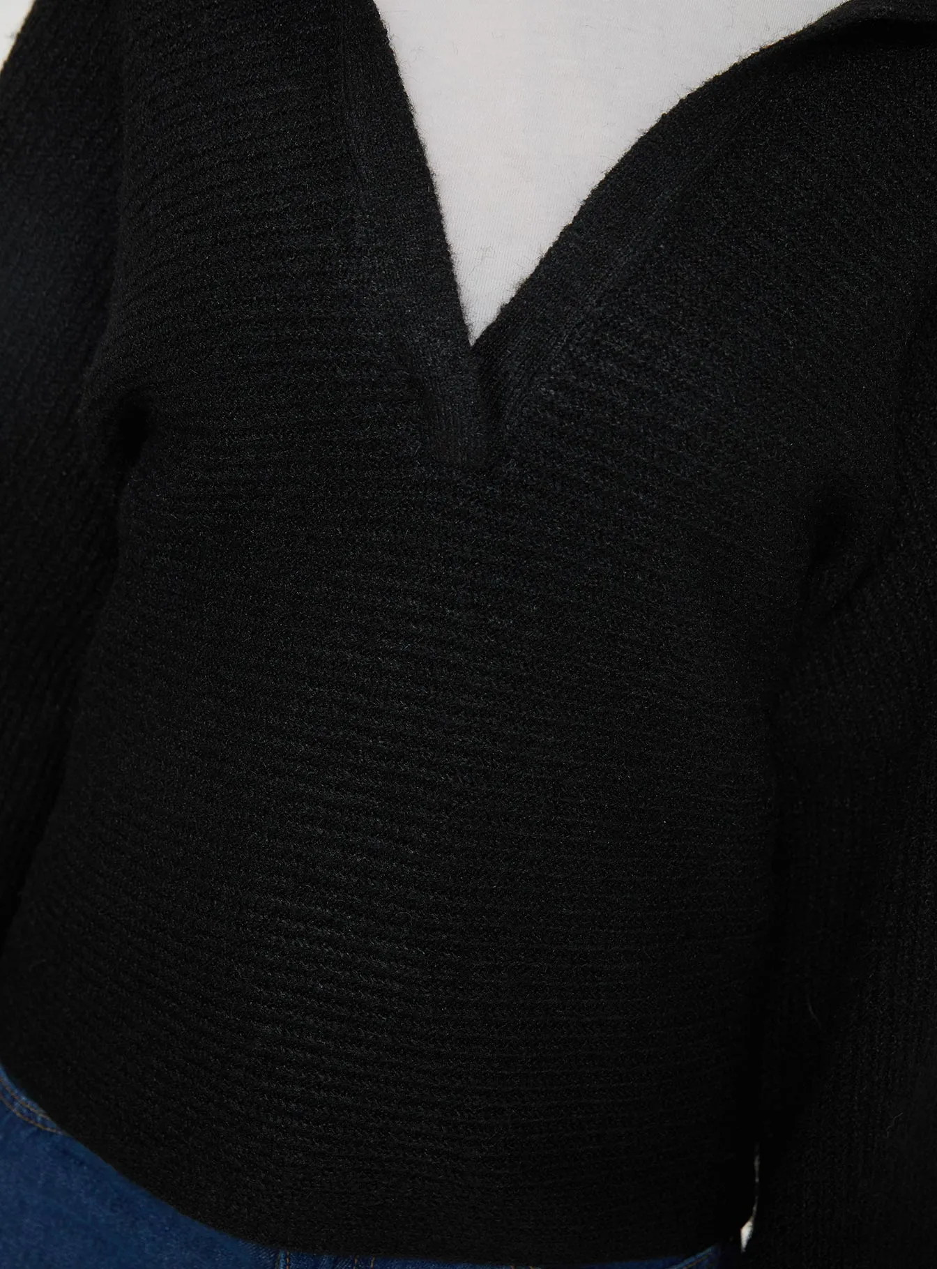 Bella Notched Neck Sweater Black