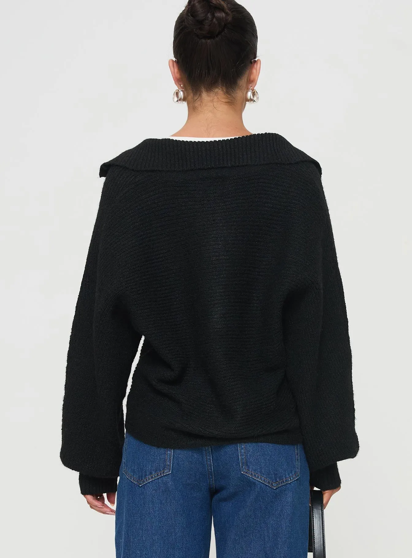 Bella Notched Neck Sweater Black