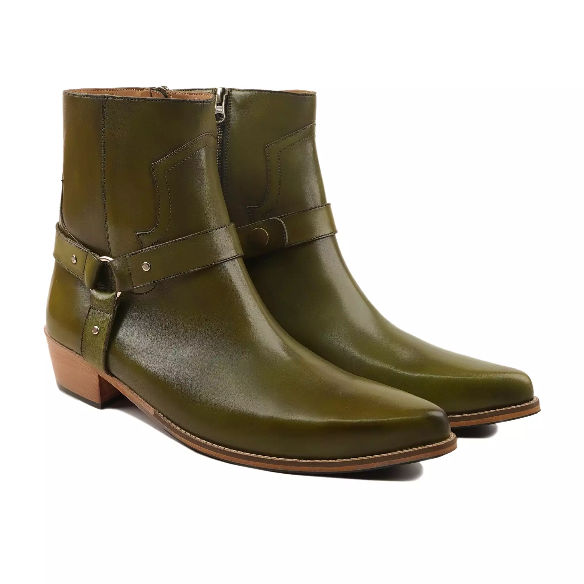 Billi - Men's Green Calf Leathrer Jodhpur Boot