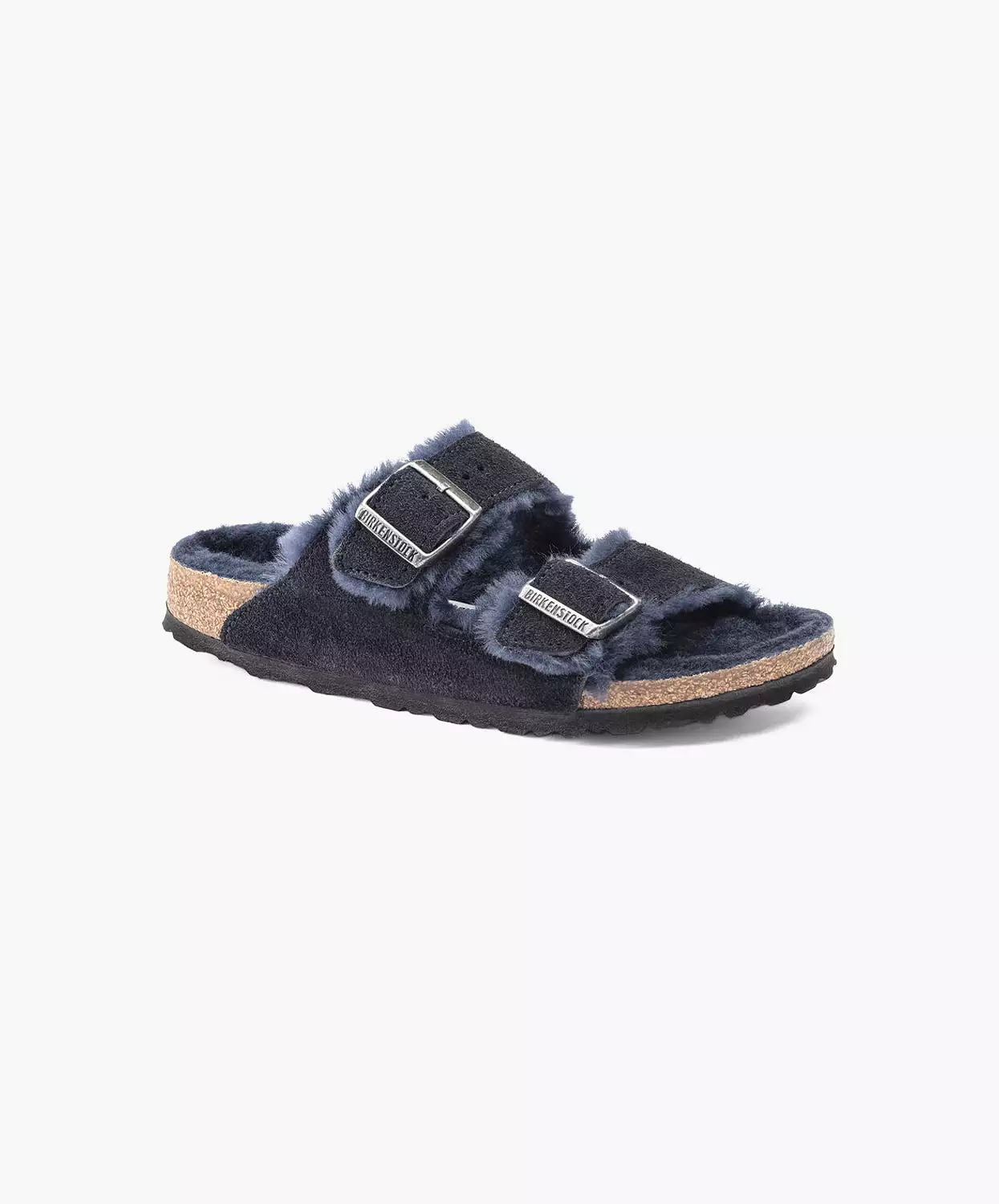 Birkenstock Arizona Suede Leather Shearling Midnight Sandals