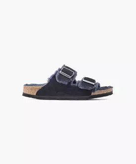 Birkenstock Arizona Suede Leather Shearling Midnight Sandals