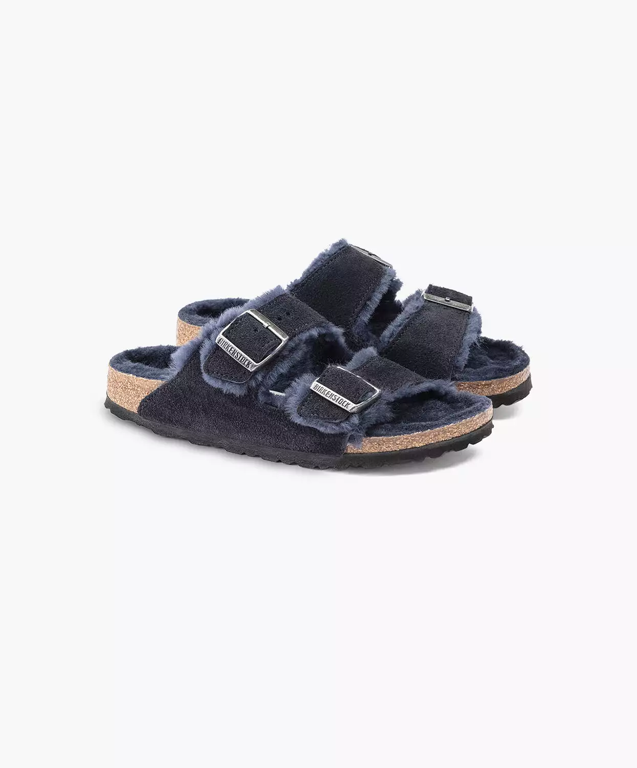 Birkenstock Arizona Suede Leather Shearling Midnight Sandals