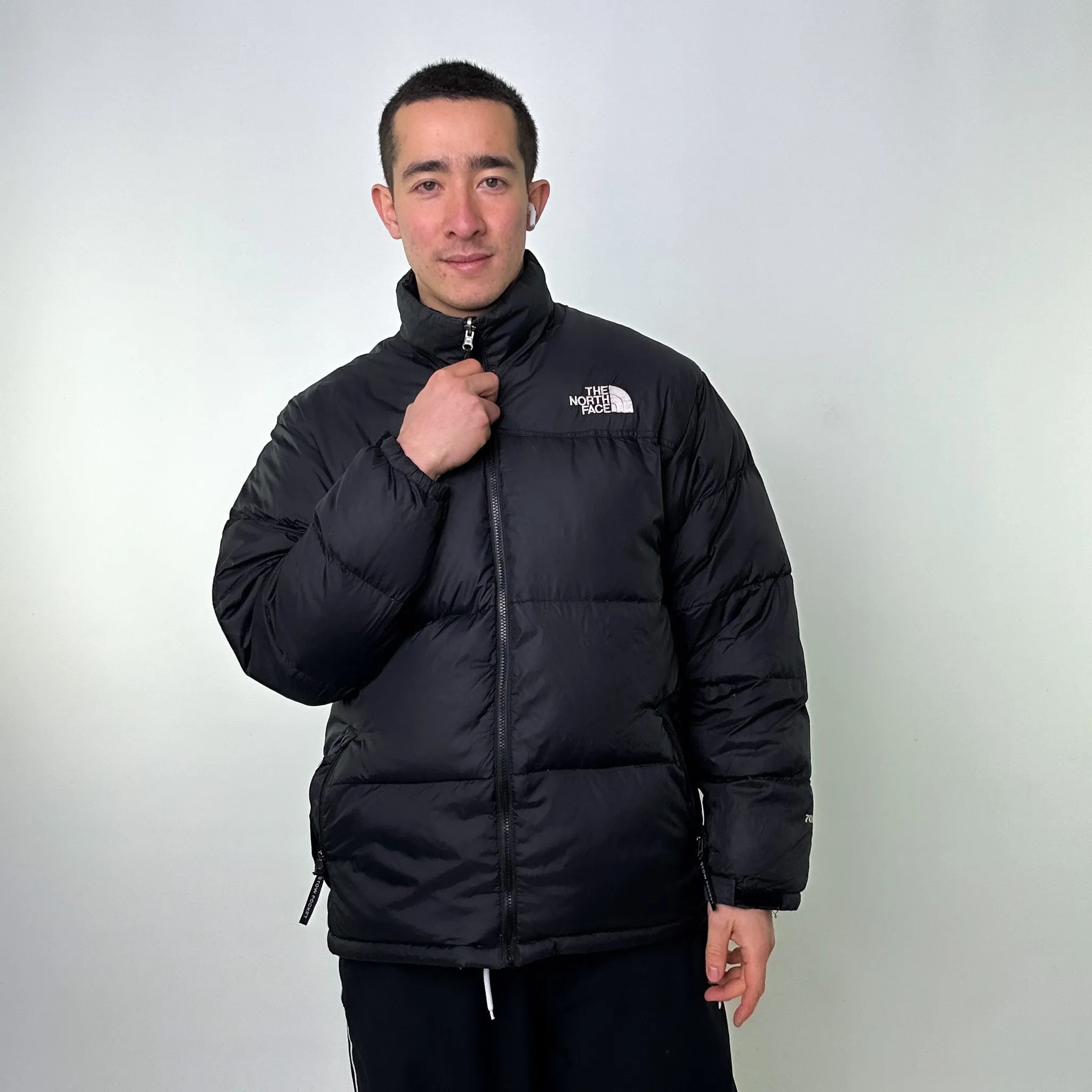 Black 80s The North Face 700 Series Wave Nuptse Puffer Jacket Coat (XL)