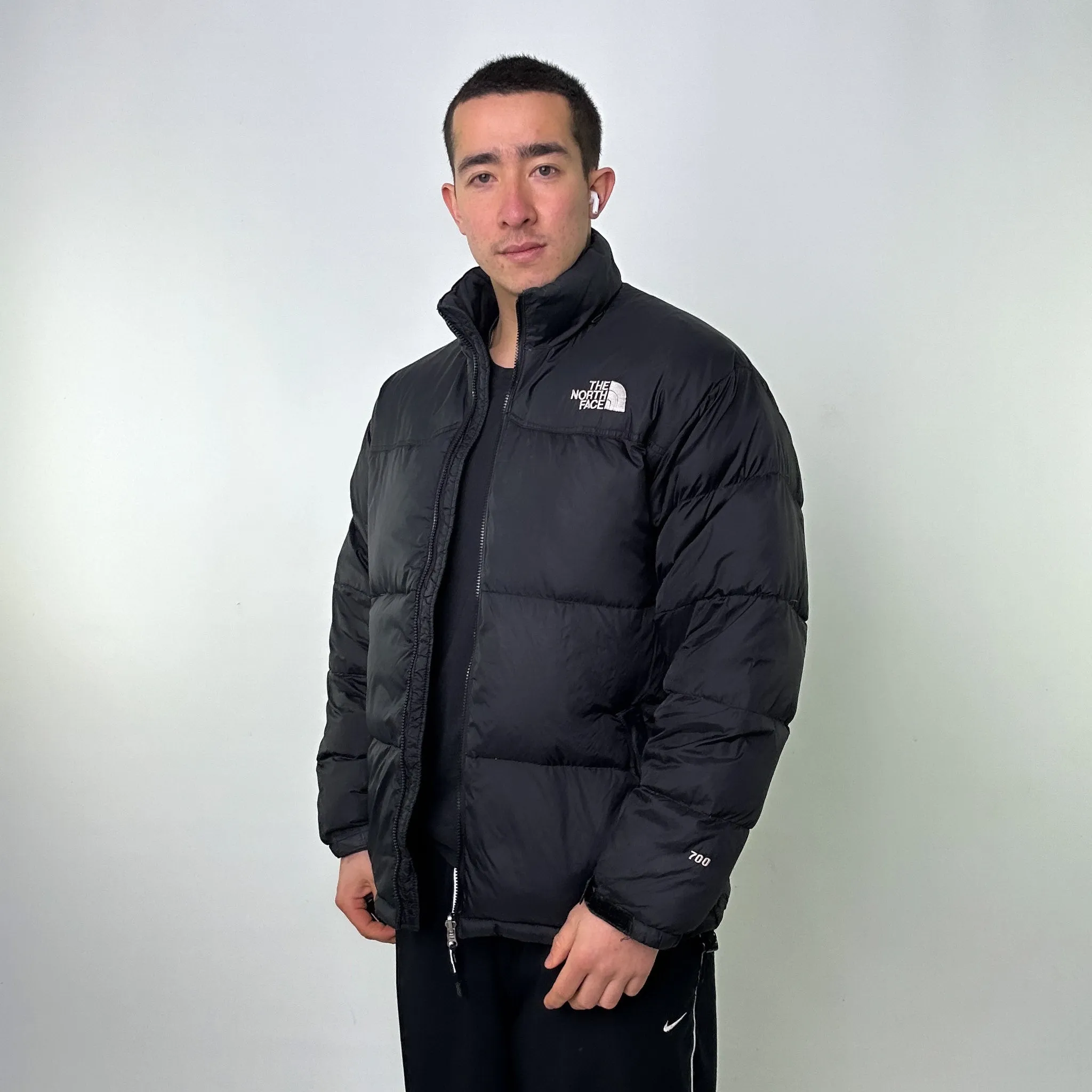 Black 80s The North Face 700 Series Wave Nuptse Puffer Jacket Coat (XL)