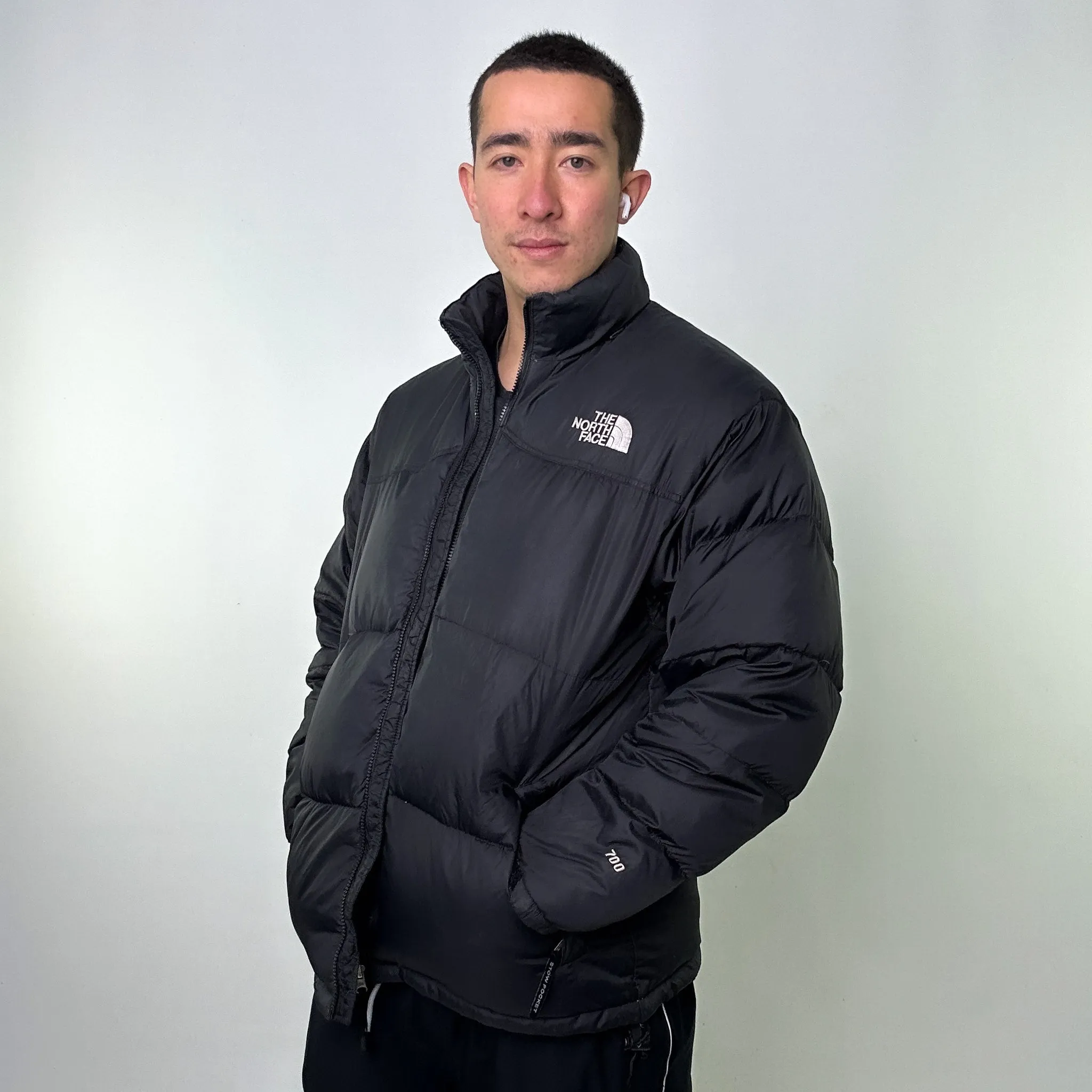 Black 80s The North Face 700 Series Wave Nuptse Puffer Jacket Coat (XL)