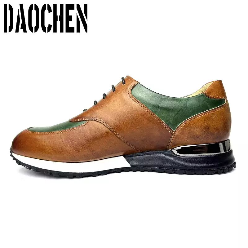 BLACK GENUINE LEATHER FASHION SPORTS SHOES MEN DRESS SHOES