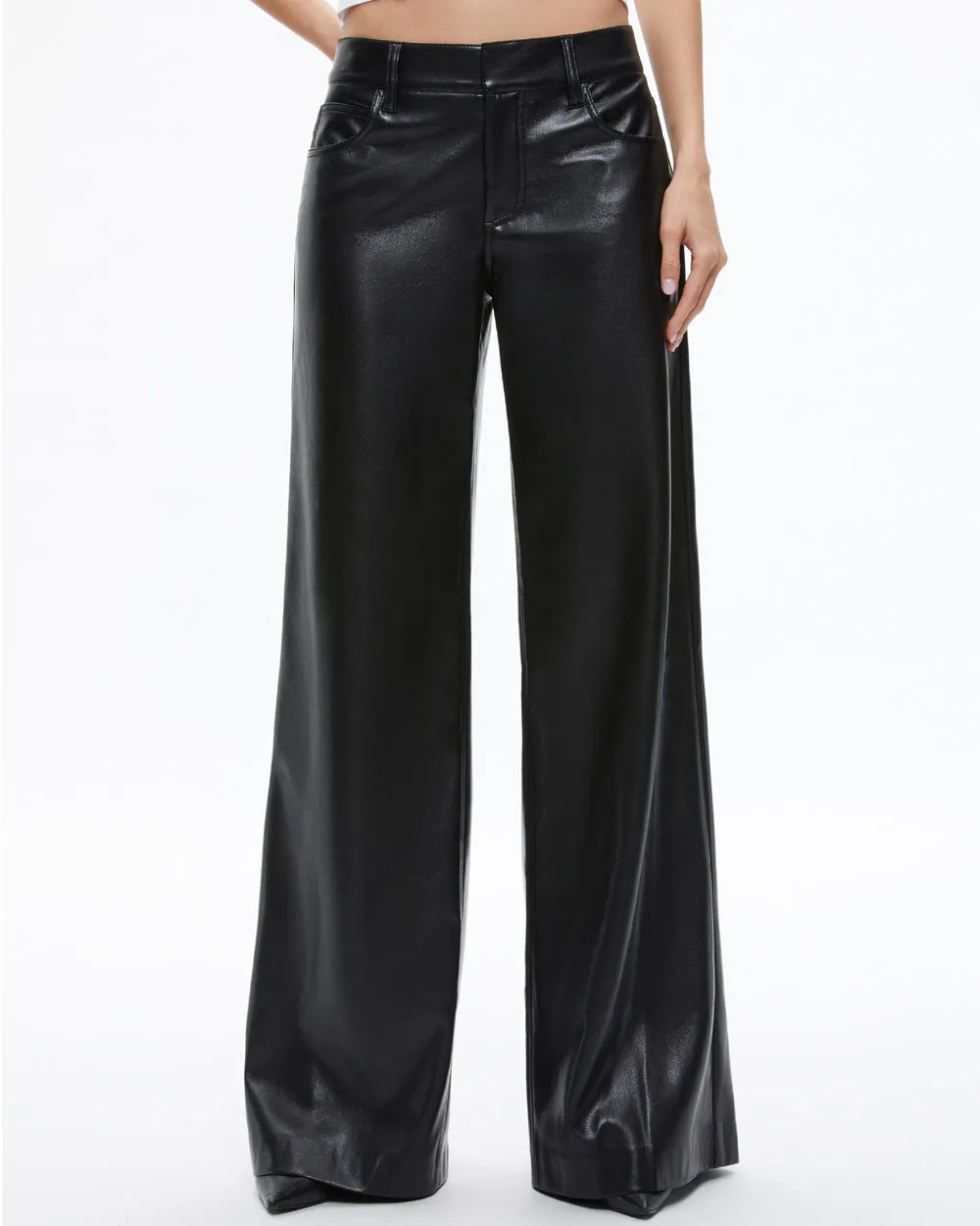 Black Vegan Leather Baggy Trish Pant