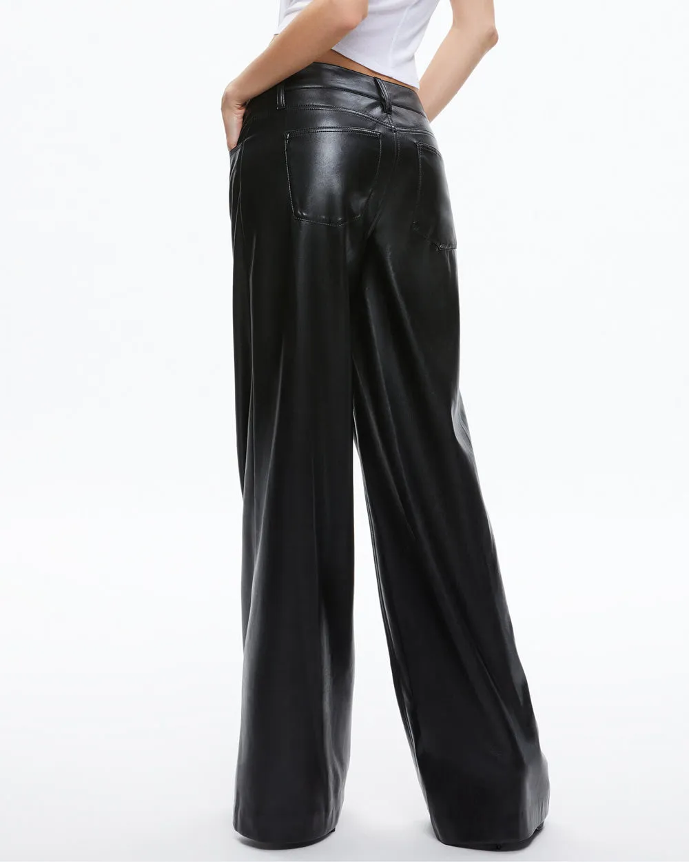 Black Vegan Leather Baggy Trish Pant