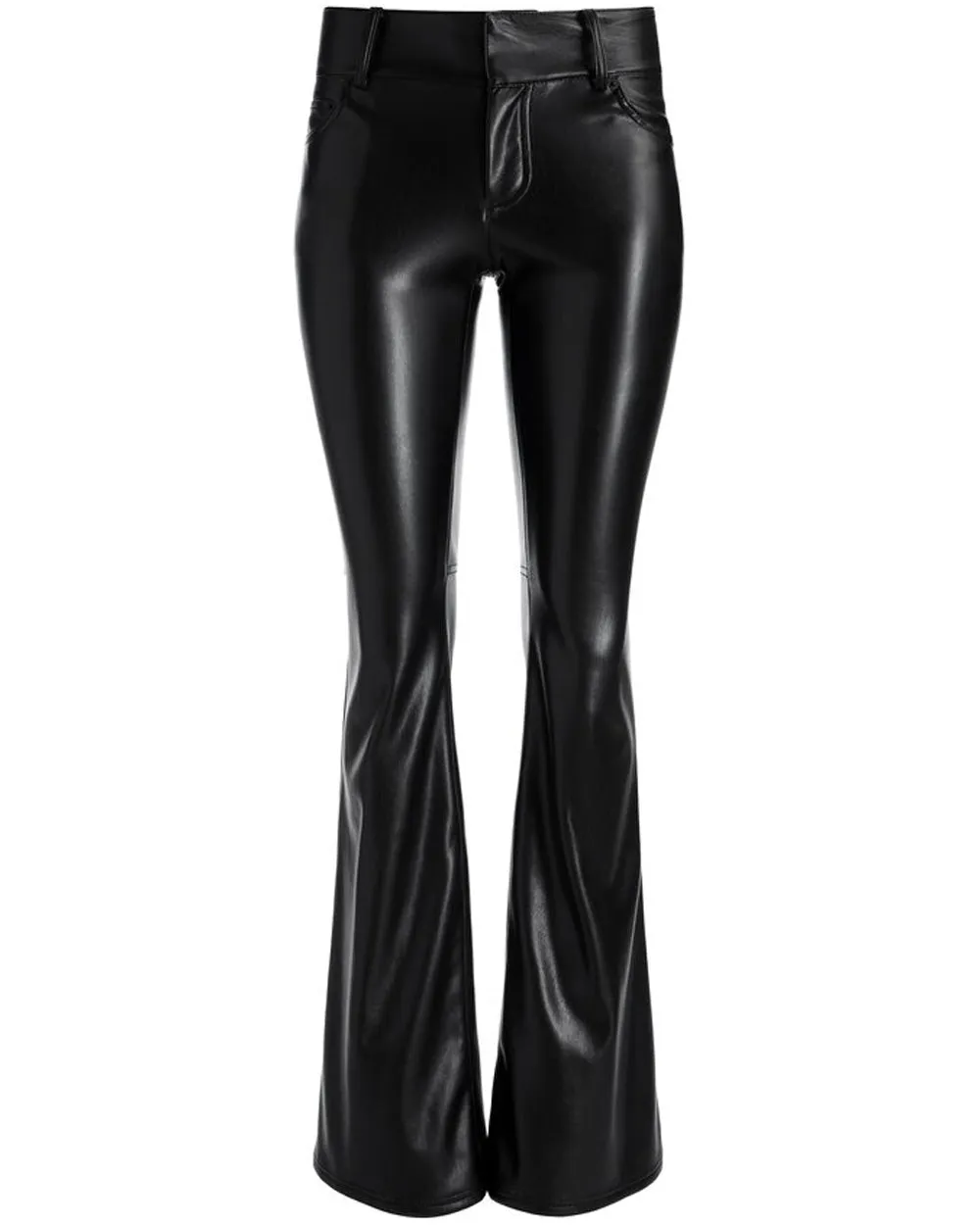 Black Vegan Leather Stacey Bell Bottom Pant