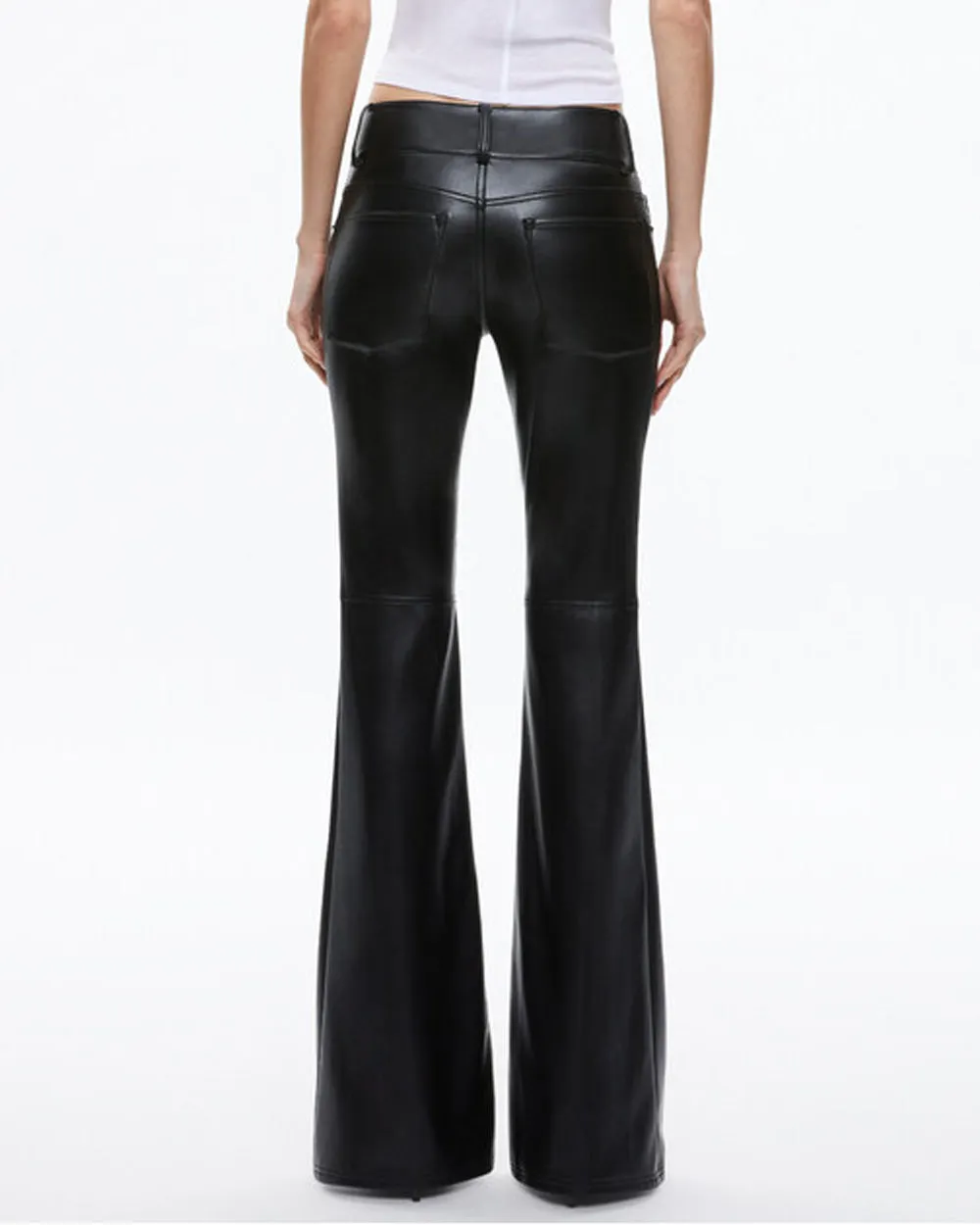 Black Vegan Leather Stacey Bell Bottom Pant