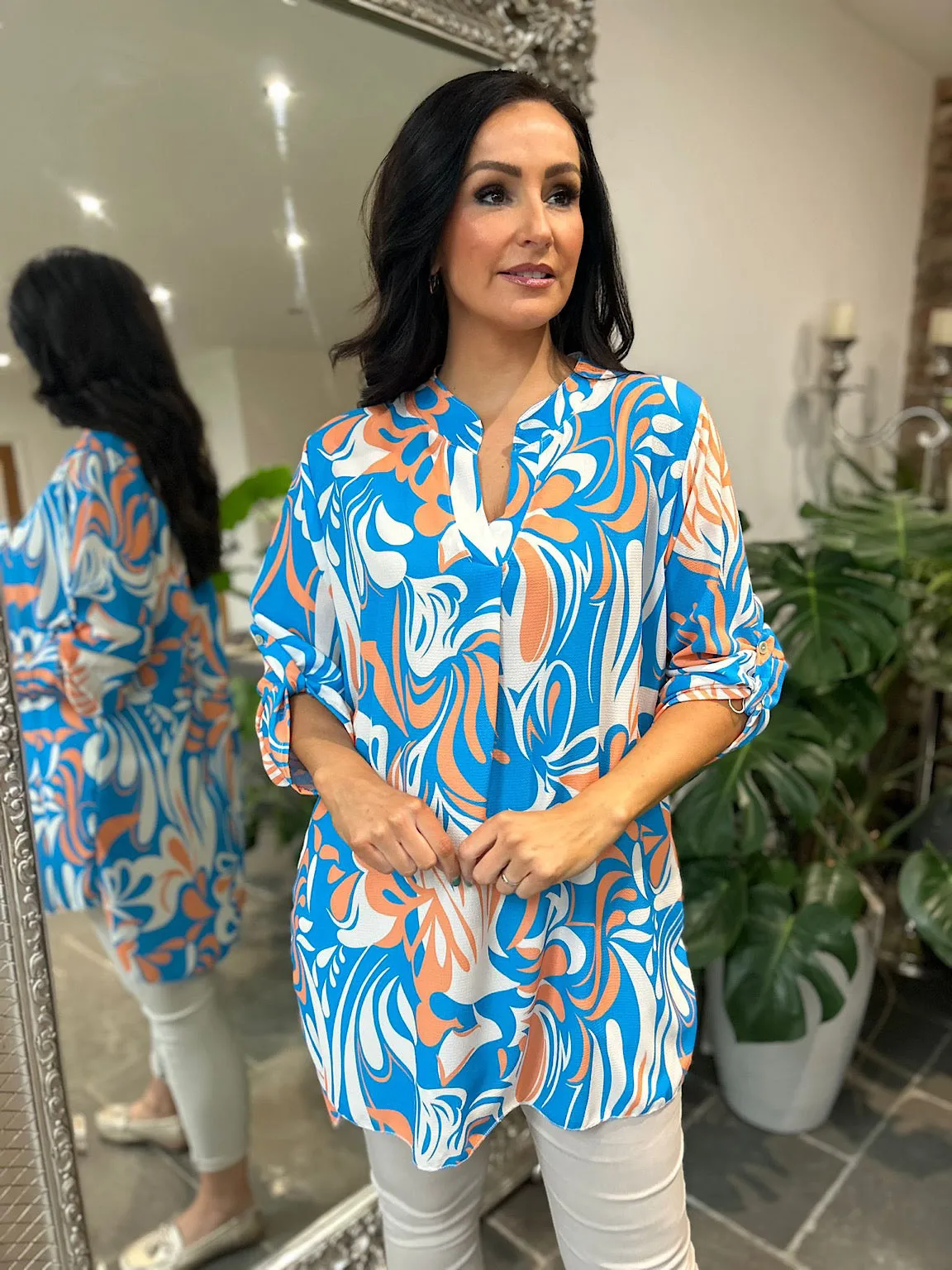 Blue Vibrant Pattern Blouse Gemma