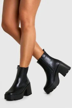 Chunky Elastic Insert Platform Chelsea Boots