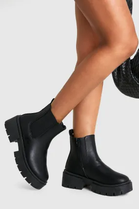 Chunky Sole Elastic Insert Chelsea Boots