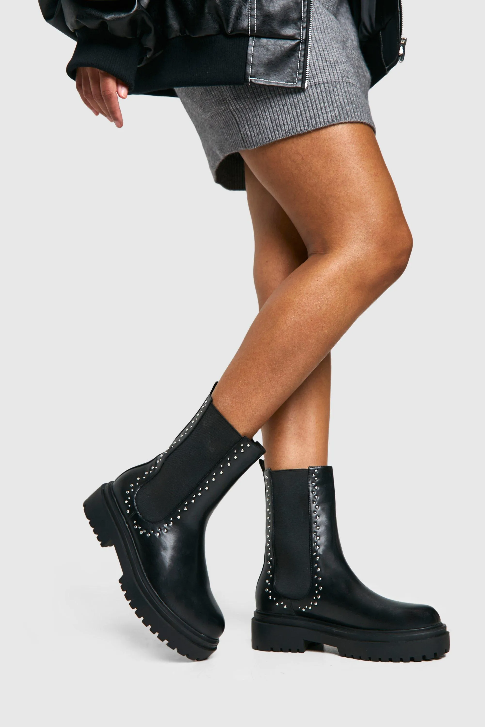 Chunky Stud Detail Chelsea Boots