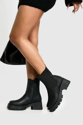 Cleated Sole Chunky Chelsea Boots