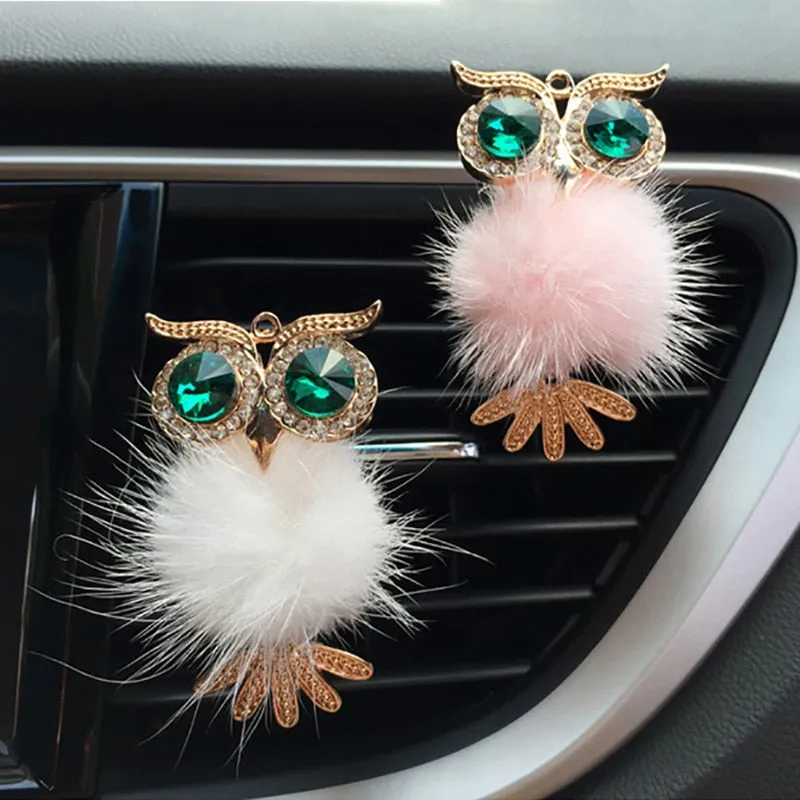 Diamond Fur Owl Car Air Freshener Auto Outlet Perfume Clip Scent Aroma Car