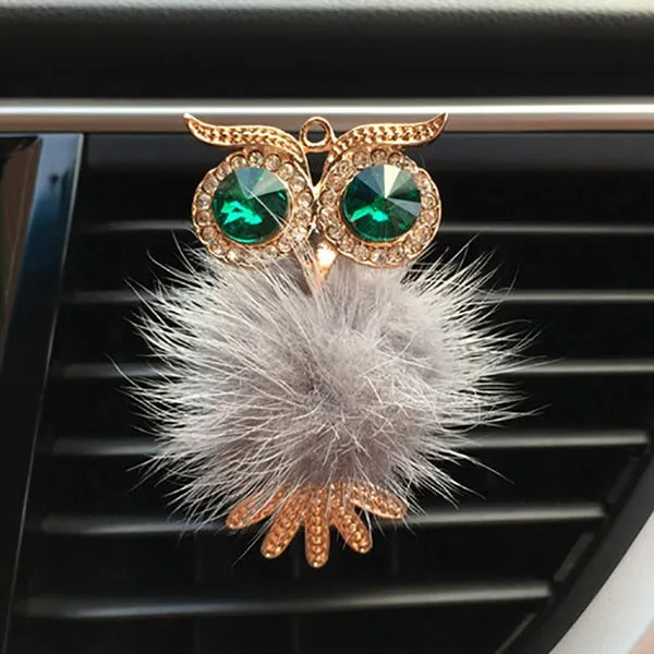 Diamond Fur Owl Car Air Freshener Auto Outlet Perfume Clip Scent Aroma Car