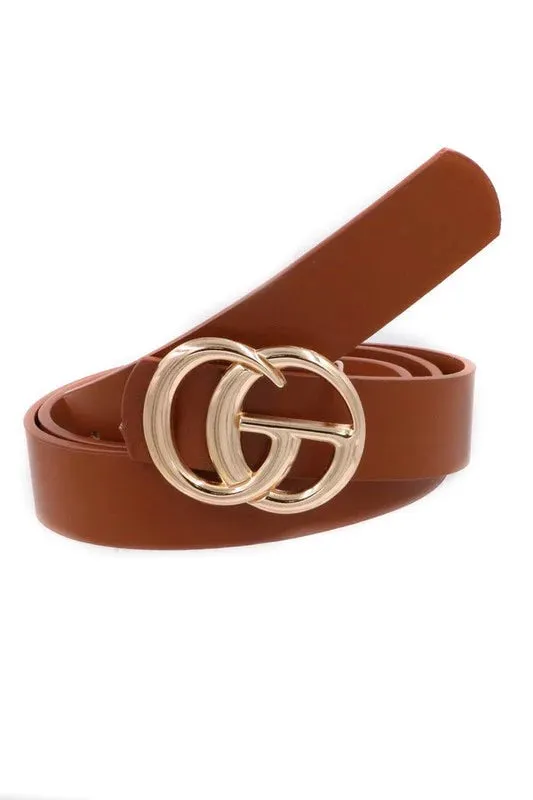 Double Metal Ring Faux Leather Belt