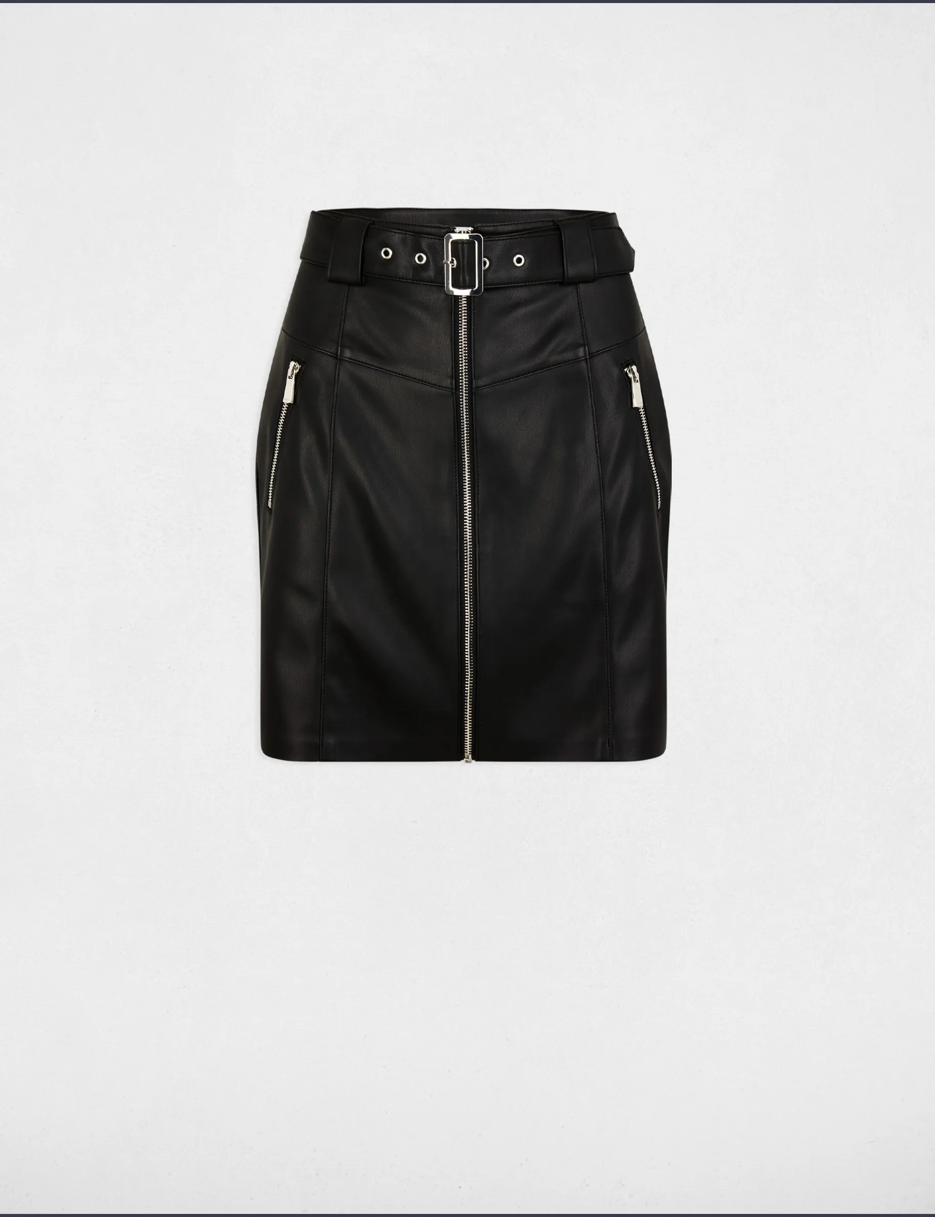 Faux leather mini skirt black women