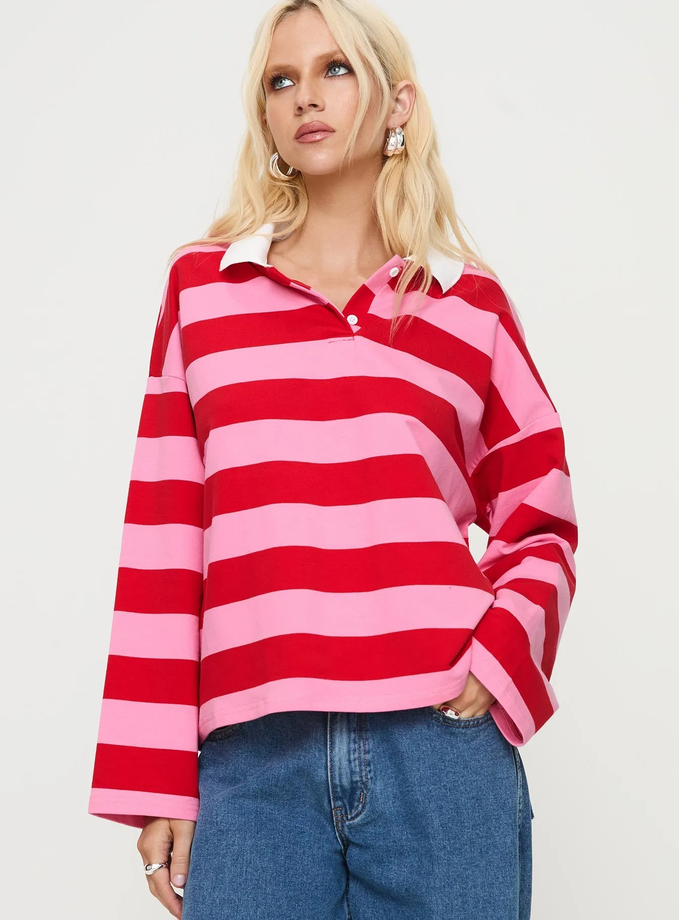 Felivand Collared Sweater Pink / Red