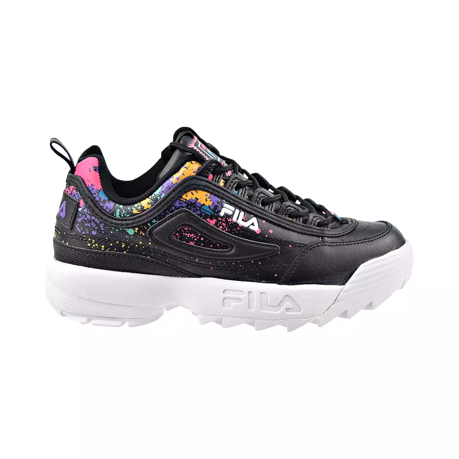 Fila Disruptor II DIY Paint Splatter Women's Shoes Black-White-Shocking Pink