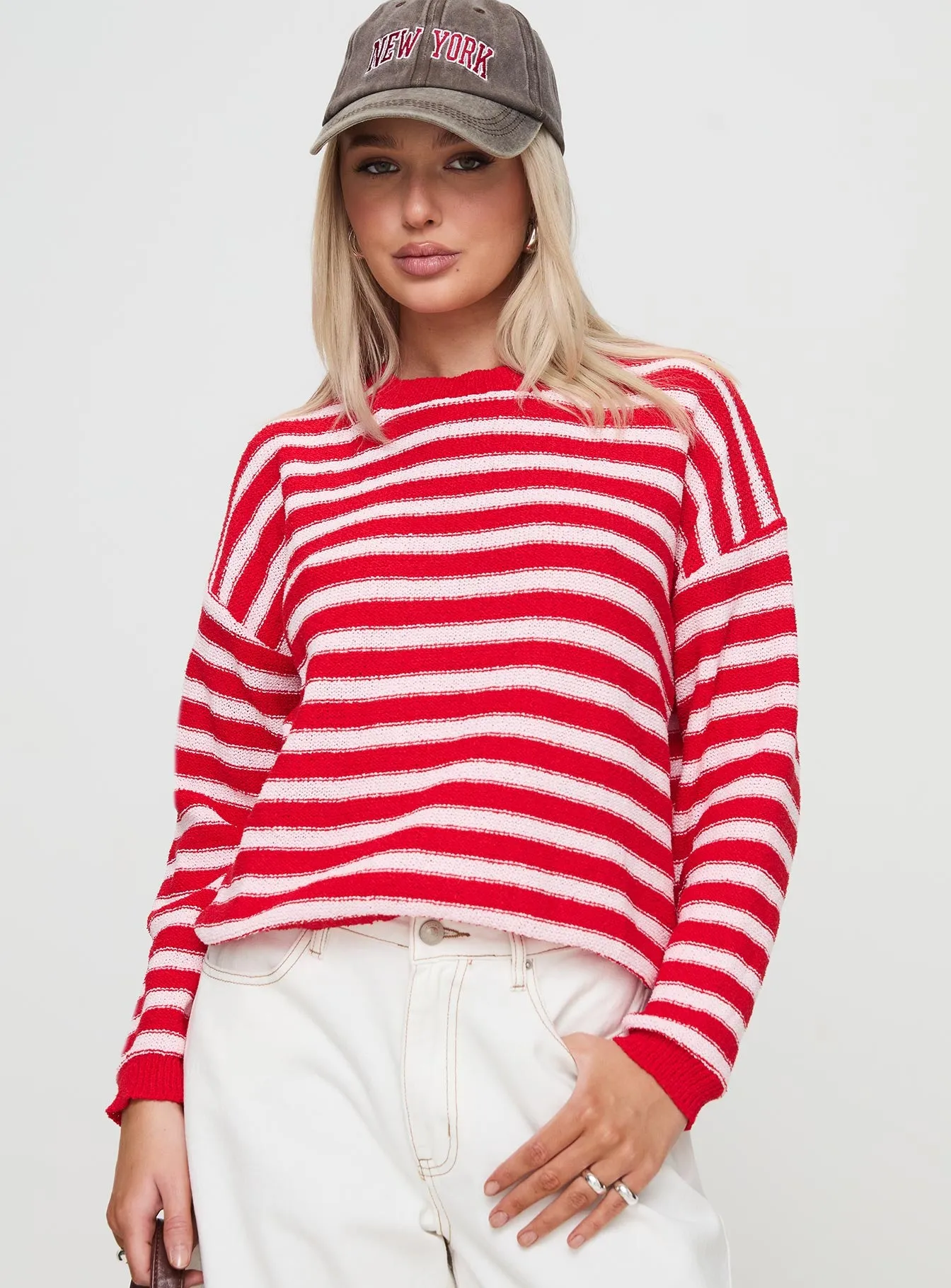 Freeze Knit Sweater Red