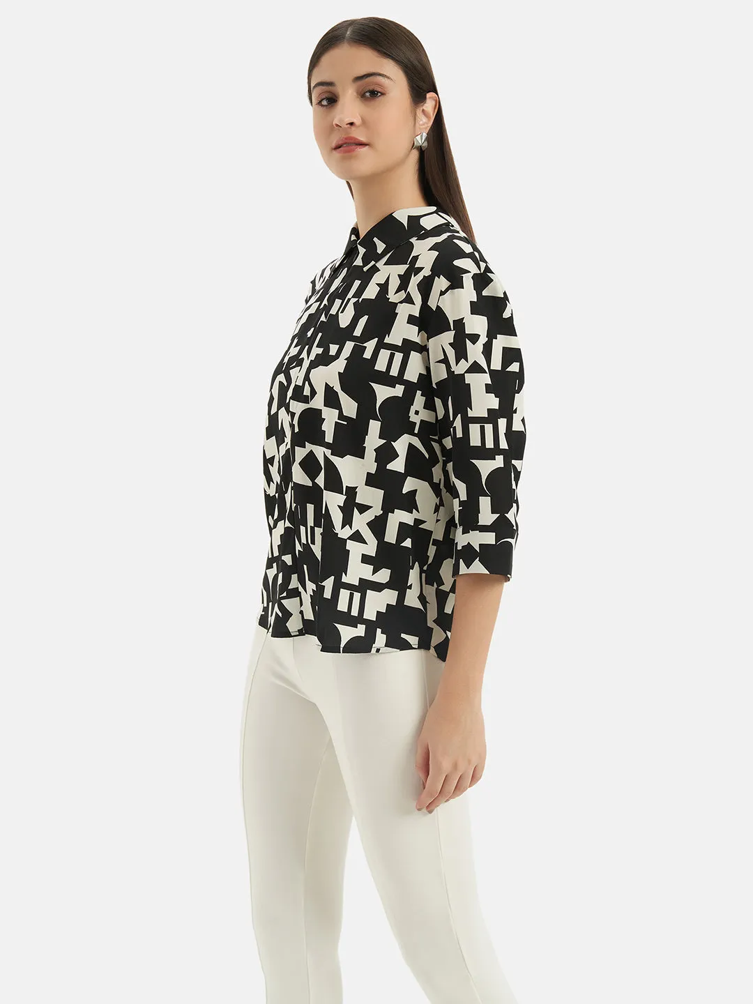 Half Zip Printed Shirt