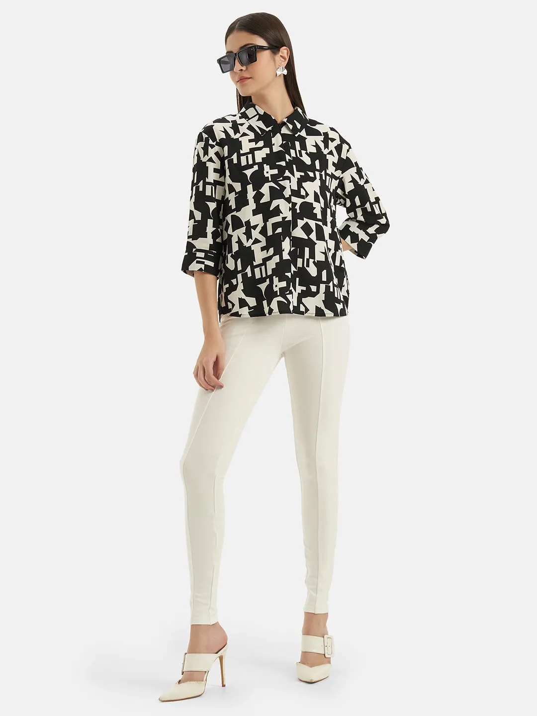 Half Zip Printed Shirt