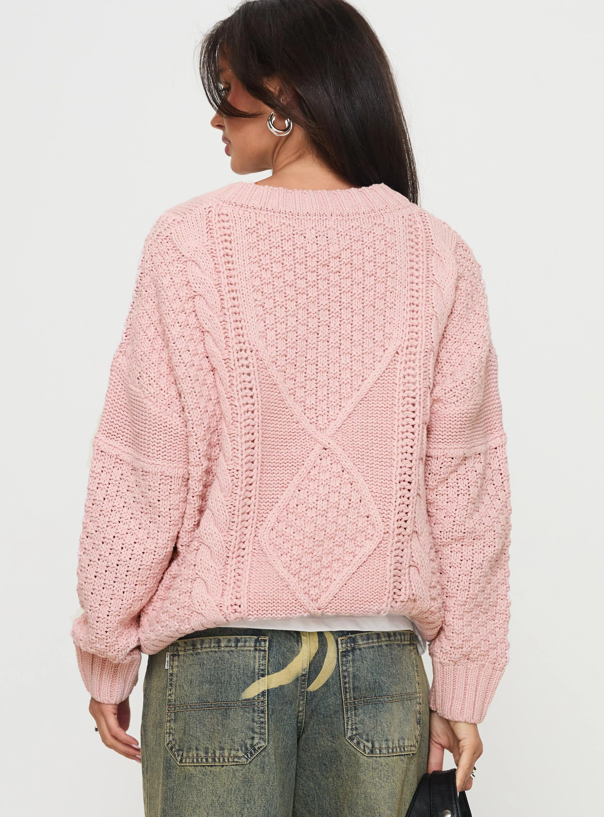 Hour Of Love V Neck Sweater Pink