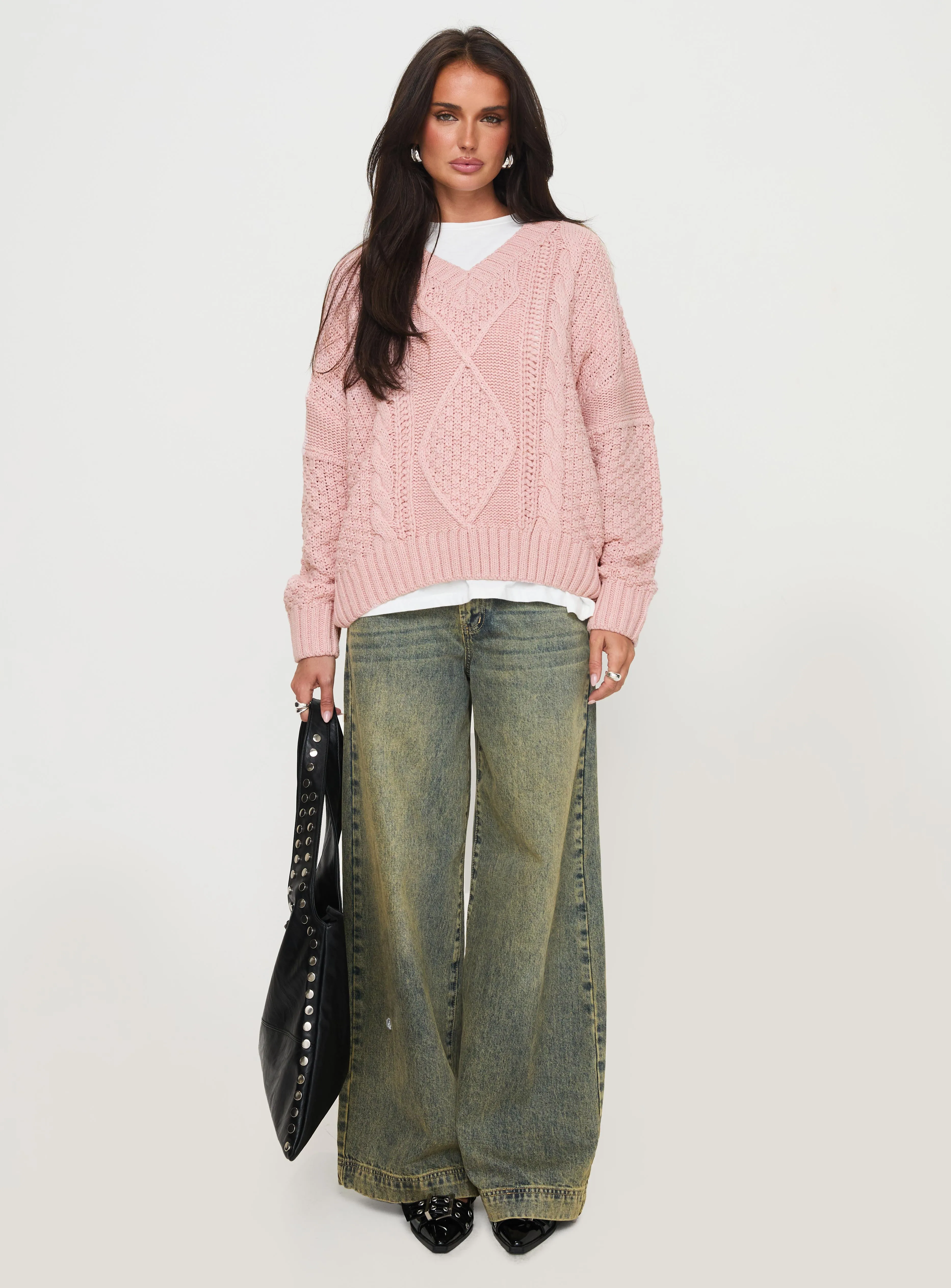 Hour Of Love V Neck Sweater Pink