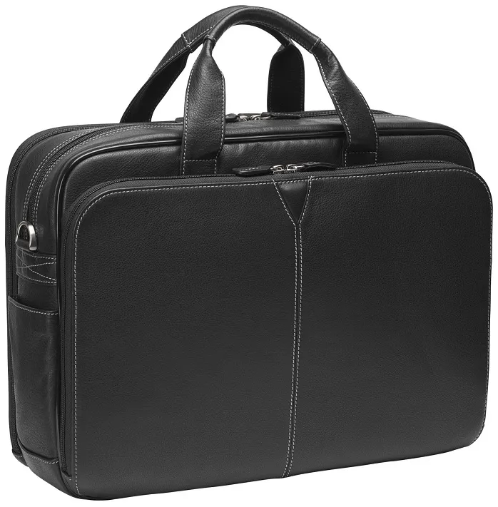 Johnston & Murphy Double Zip Briefcase - Black 