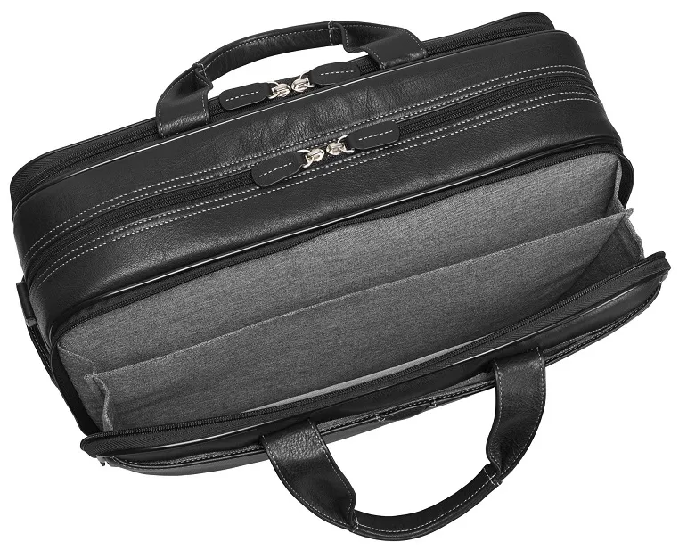 Johnston & Murphy Double Zip Briefcase - Black 