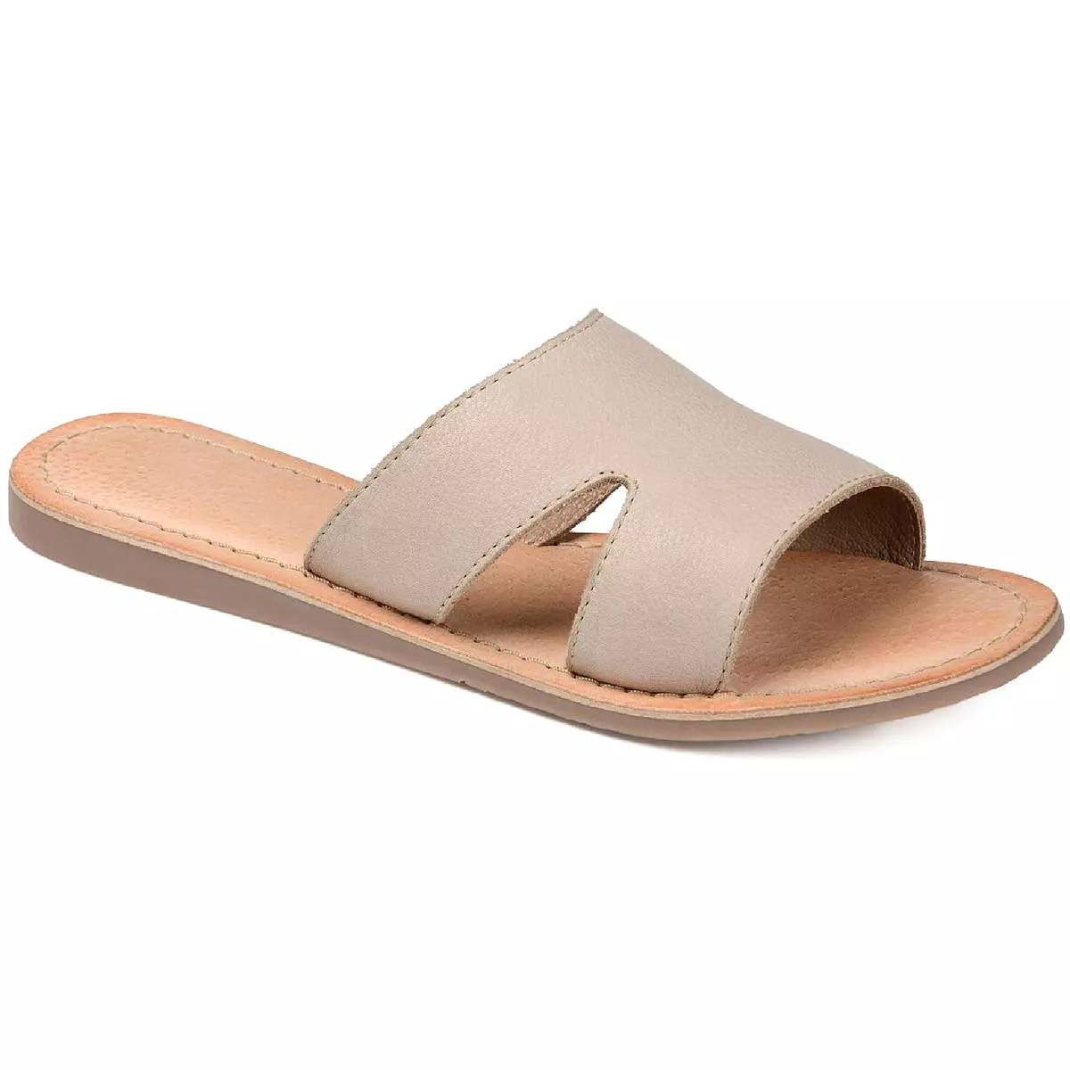 Journee Signature Womens Parkker Leather Slip On Slide Sandals