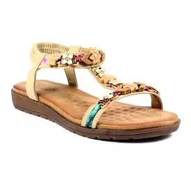 Ladies Lunar BECCA T-Bar  Sandal BEIGE Tempo Soft